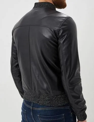 GIUBBOTTO UOMO BOMBER TRUSSARDI ECOPELLE BLU