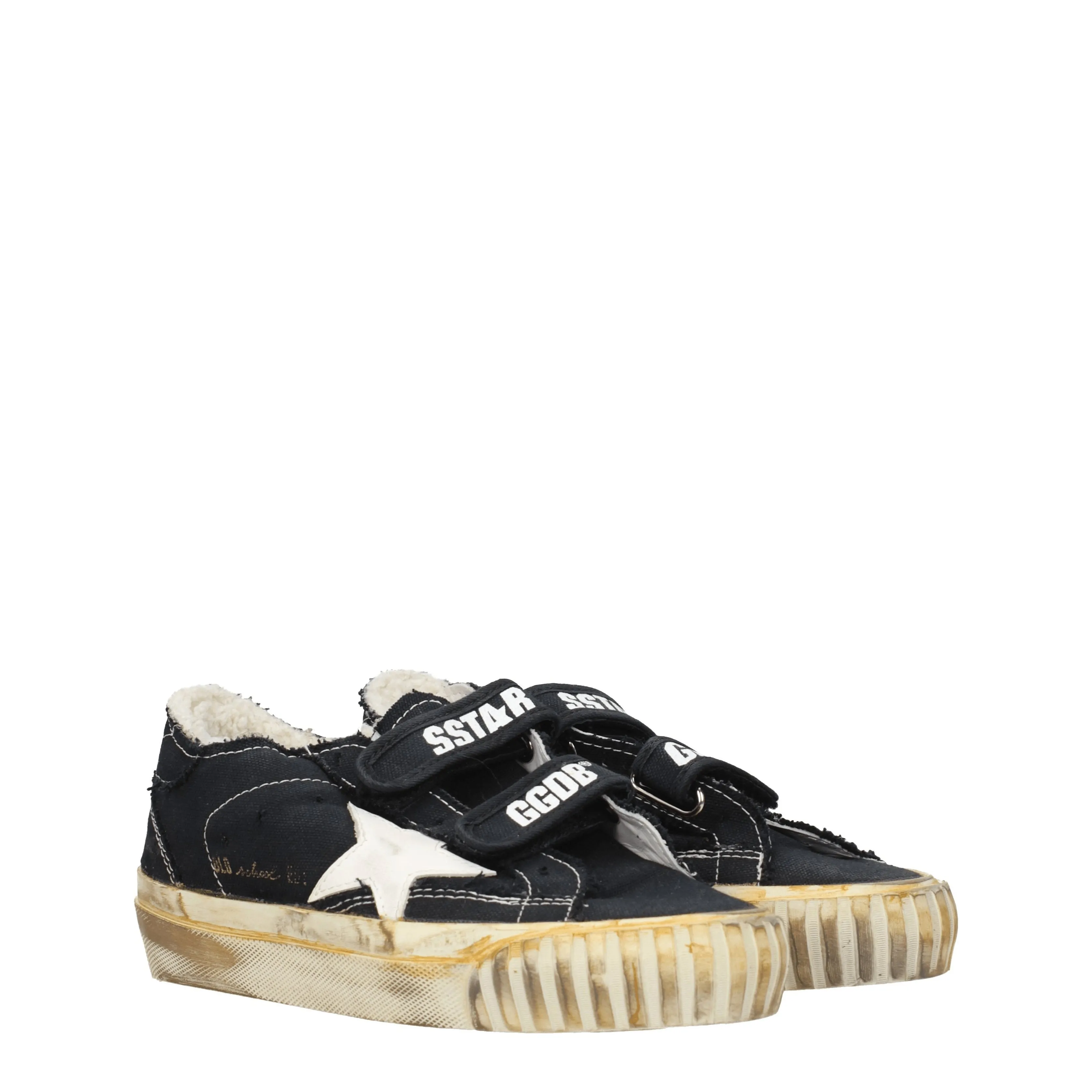 Golden Goose Sneakers High old school Donna Tessuto Nero/Bianco