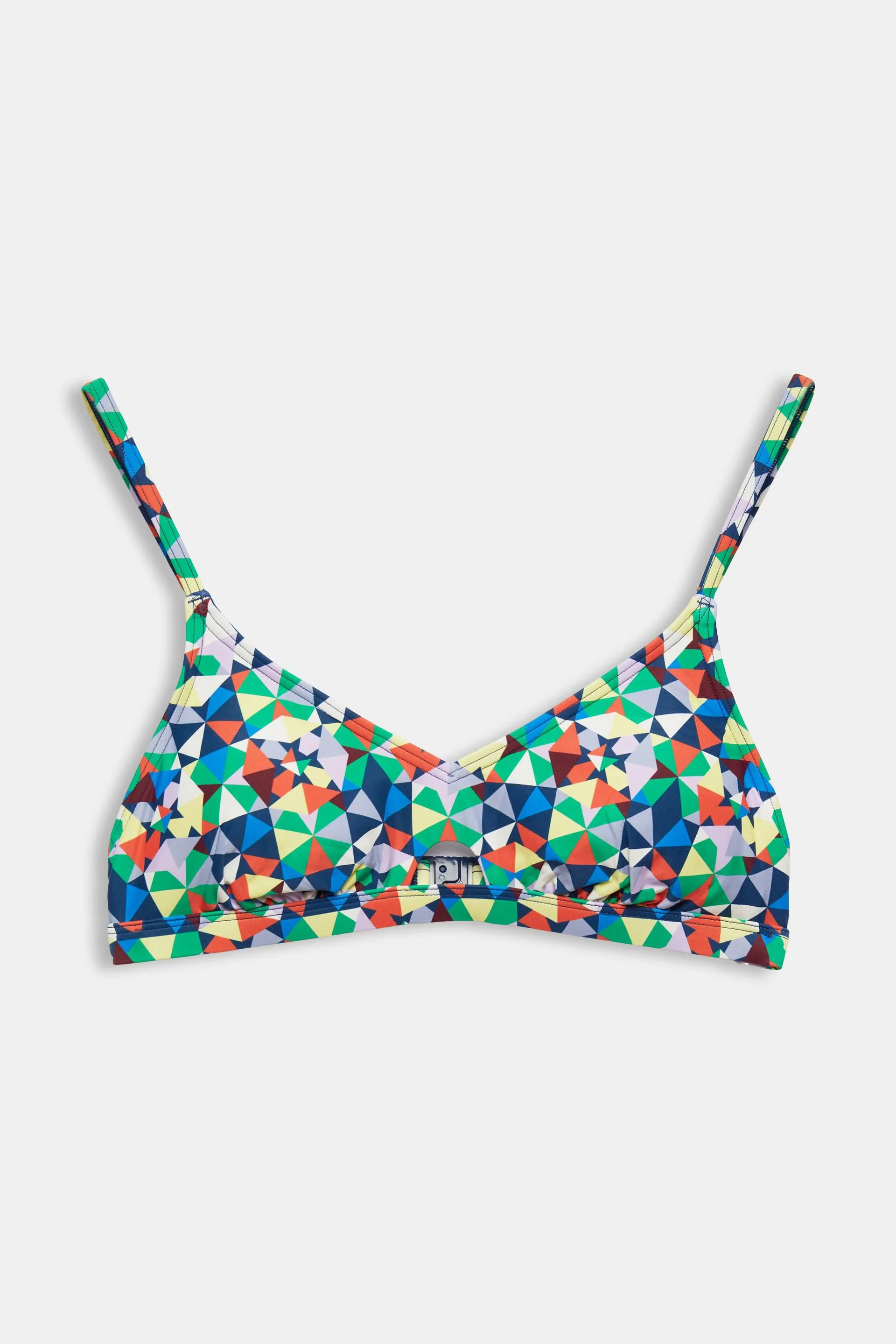 In materiale riciclato: top da bikini imbottito con motivo allover
