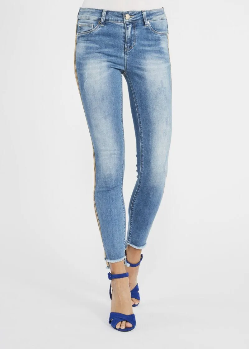 Jeans jeggings con banda dorata