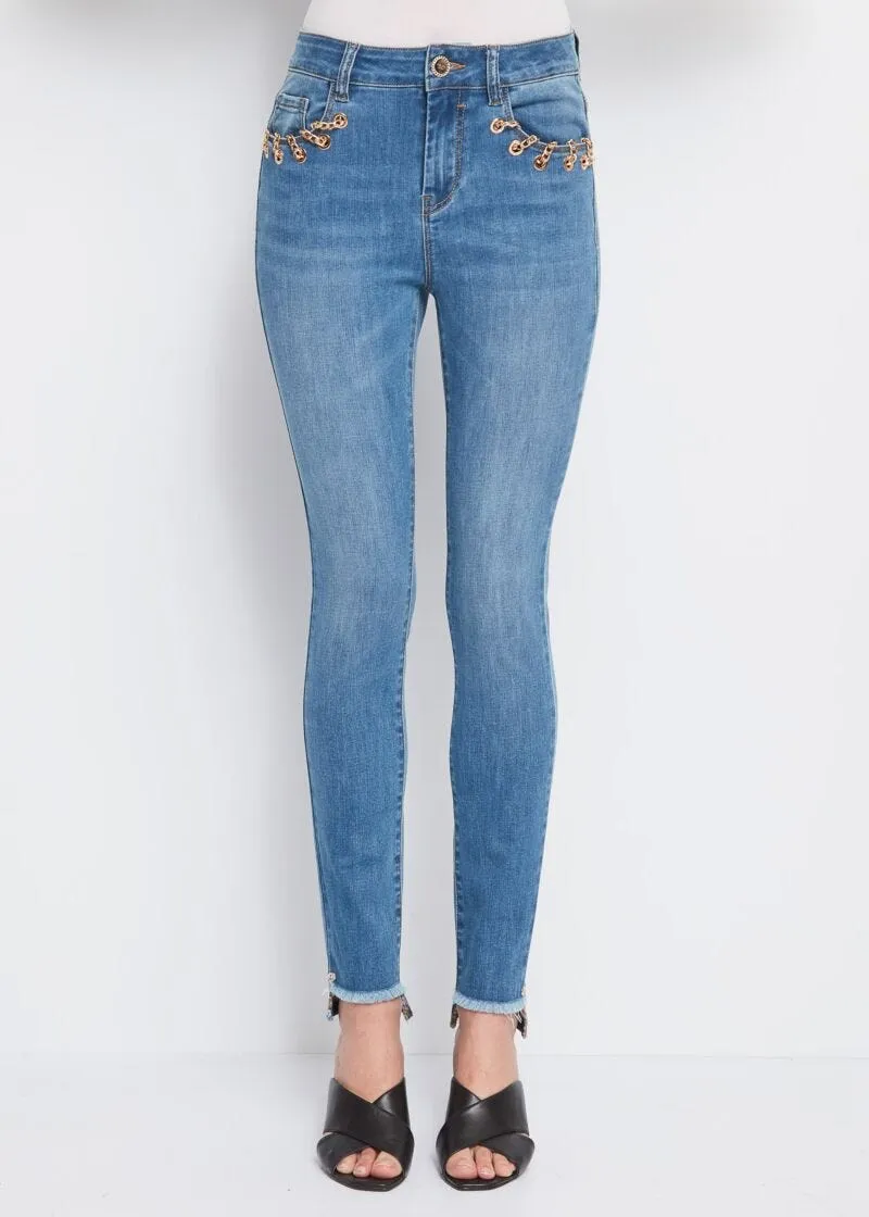 Jeans skinny con catena