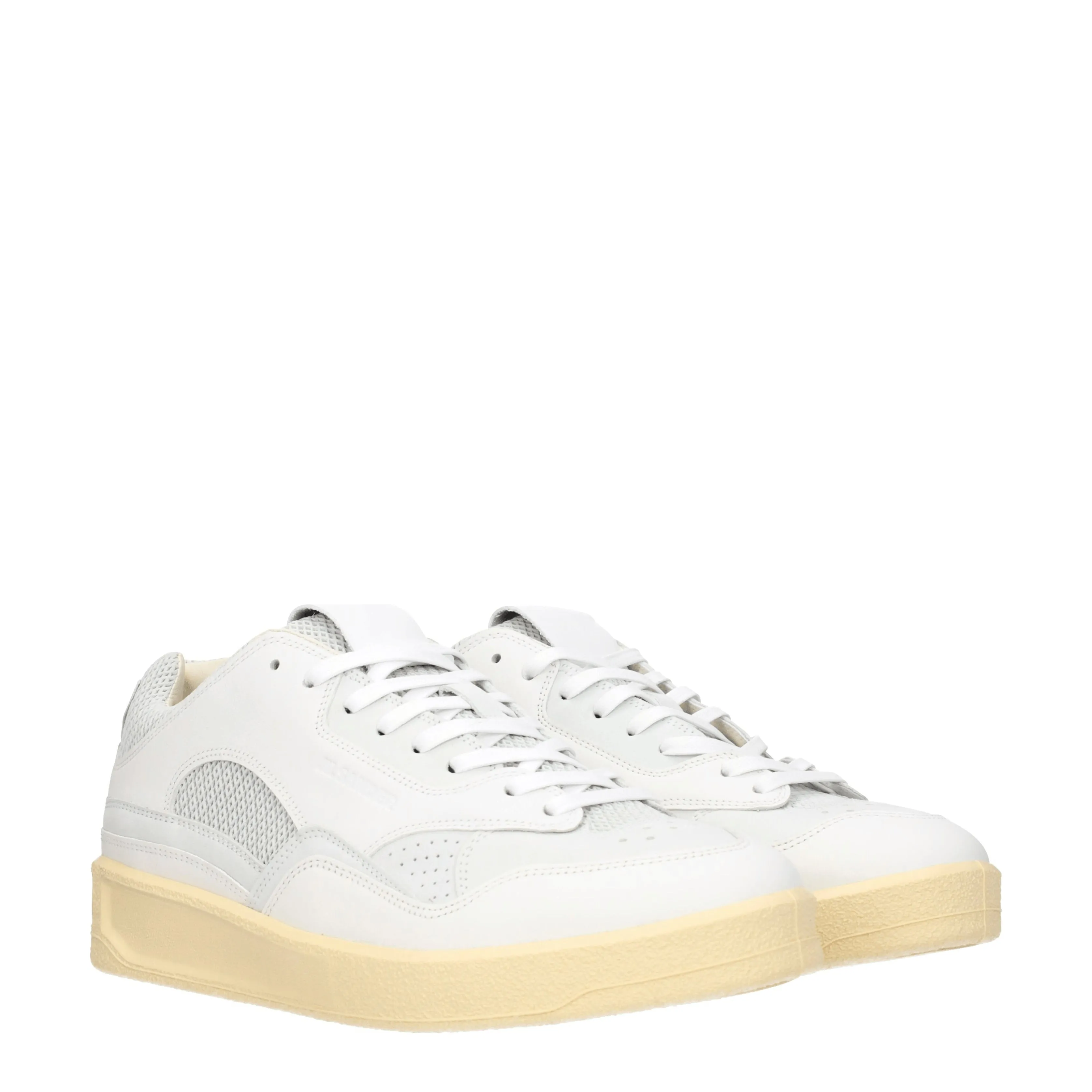 Jil Sander Sneakers Uomo Pelle Bianco/Grigio Chiaro