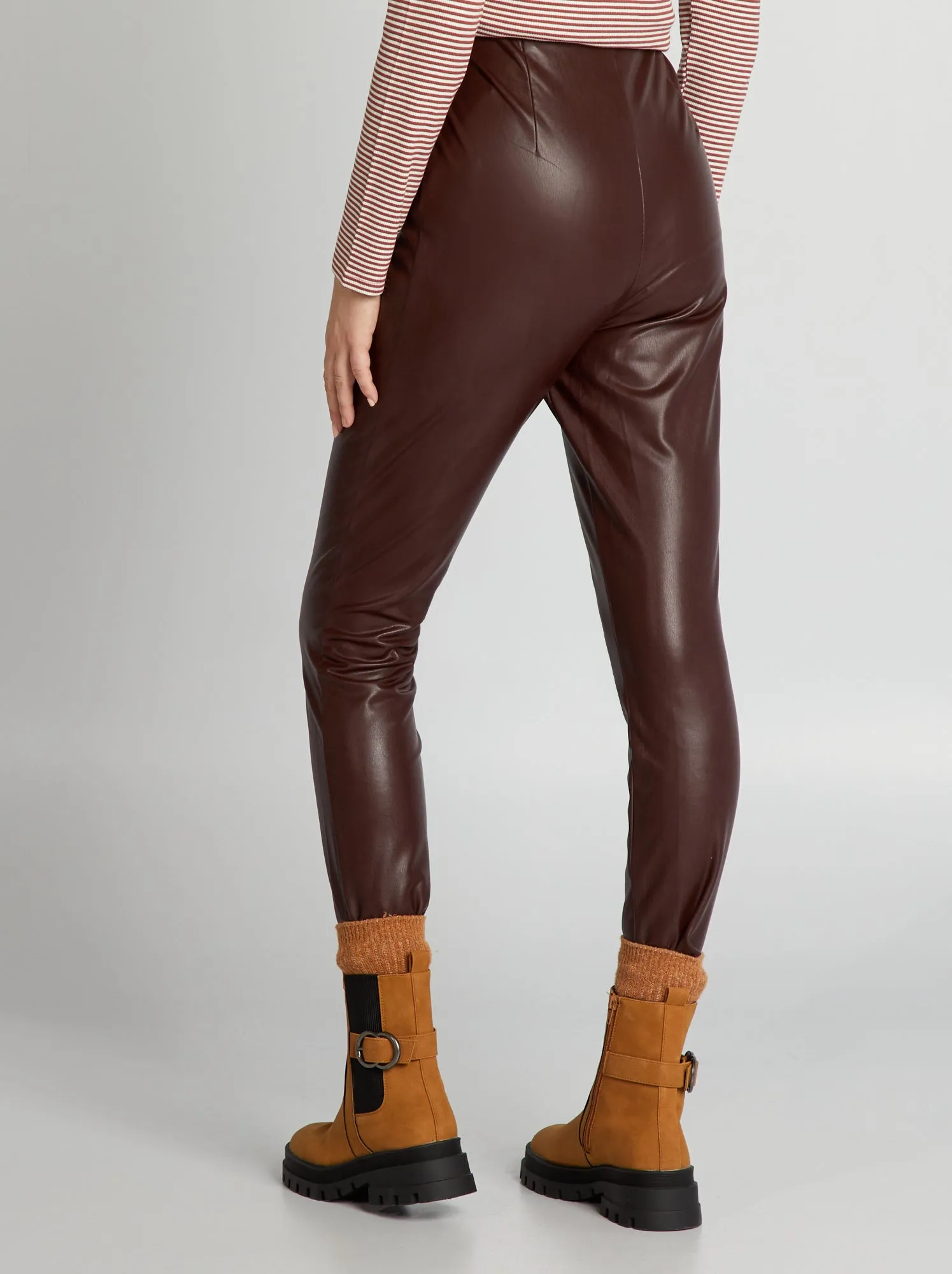 Leggings in similpelle a vita alta - ROSSO