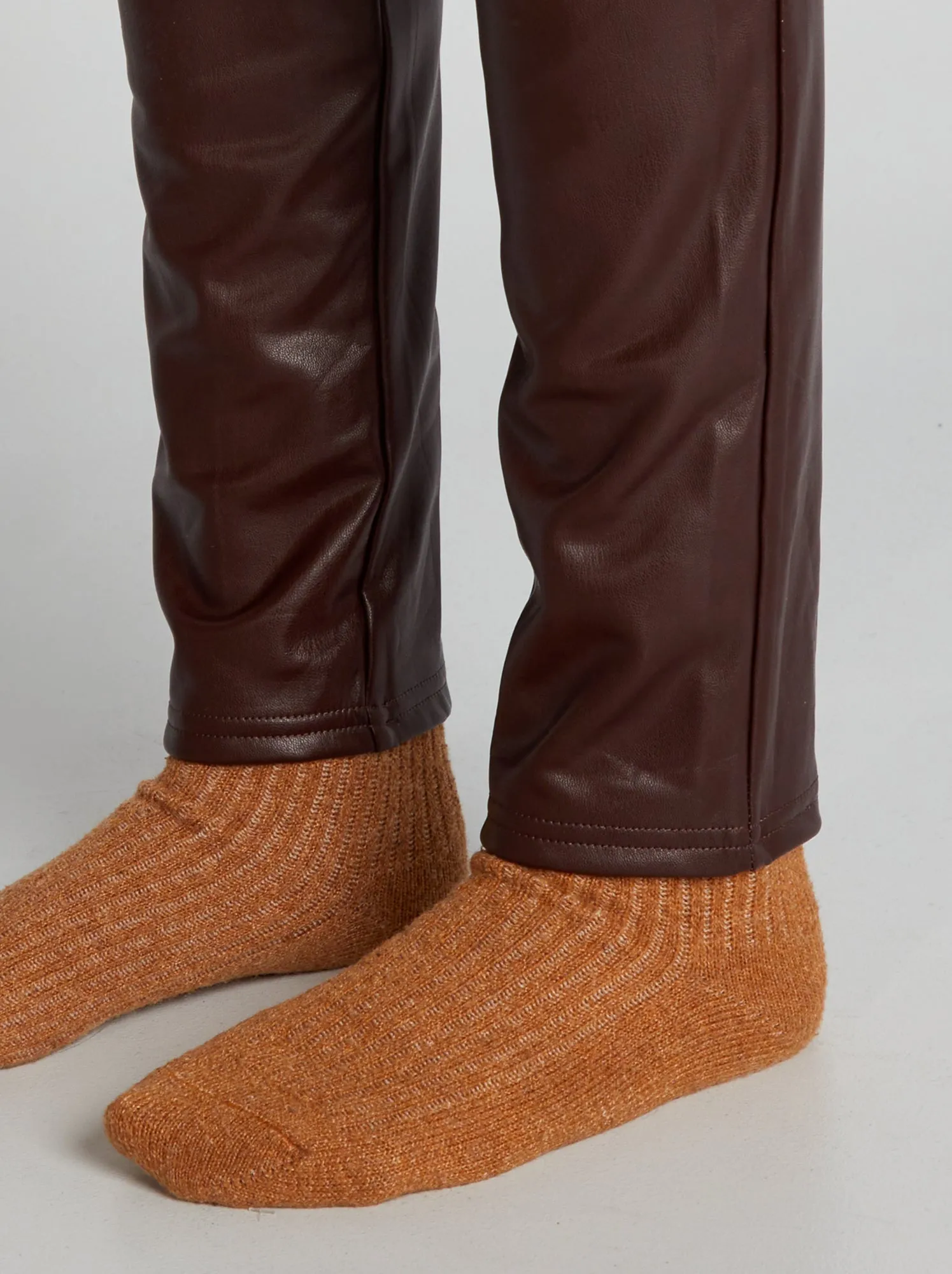 Leggings in similpelle a vita alta - ROSSO