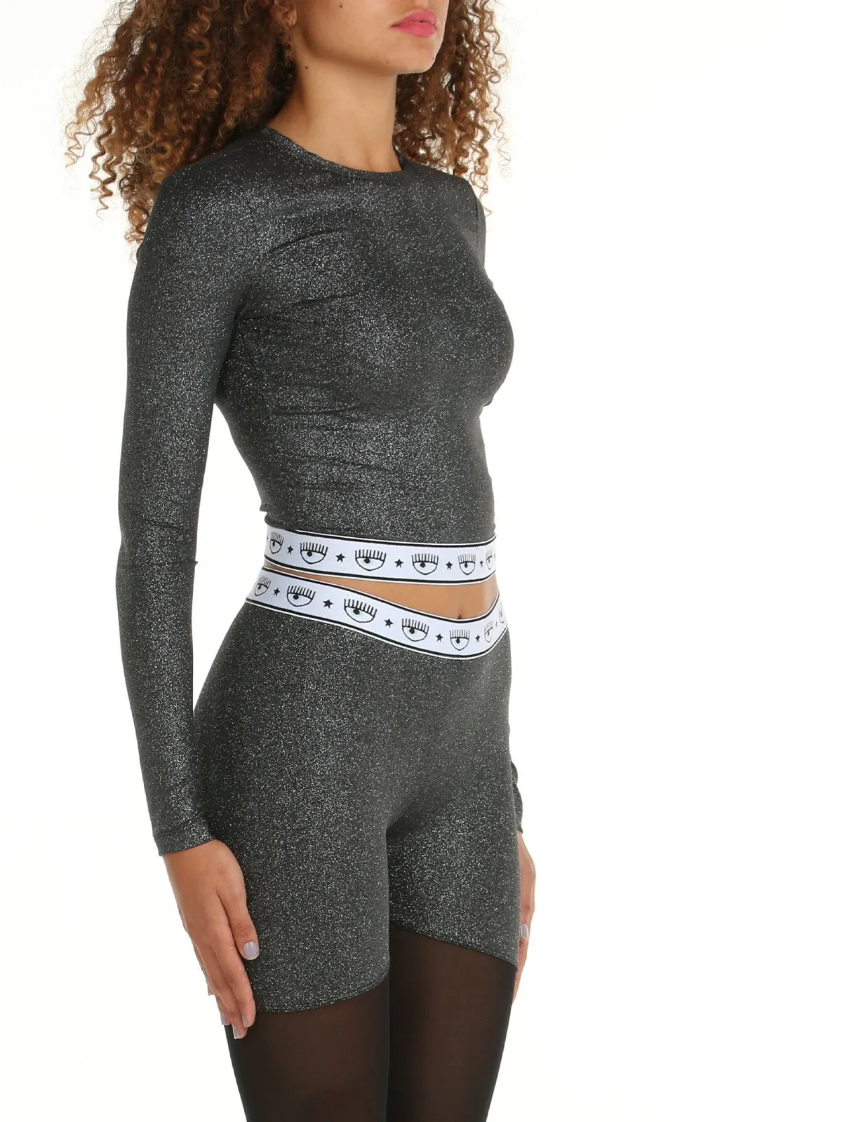 MAGLIA CROP NERA GLITTERATA