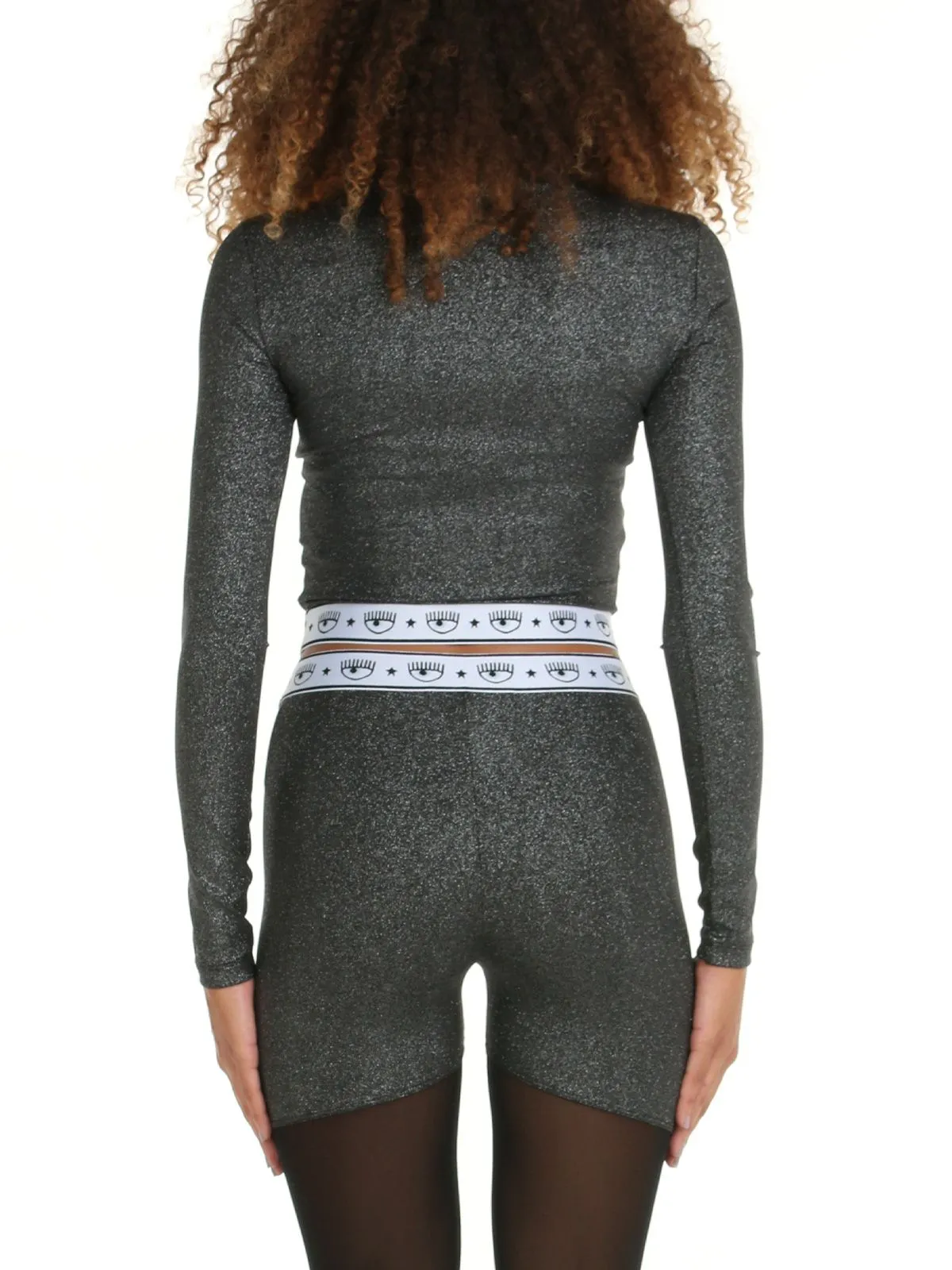 MAGLIA CROP NERA GLITTERATA