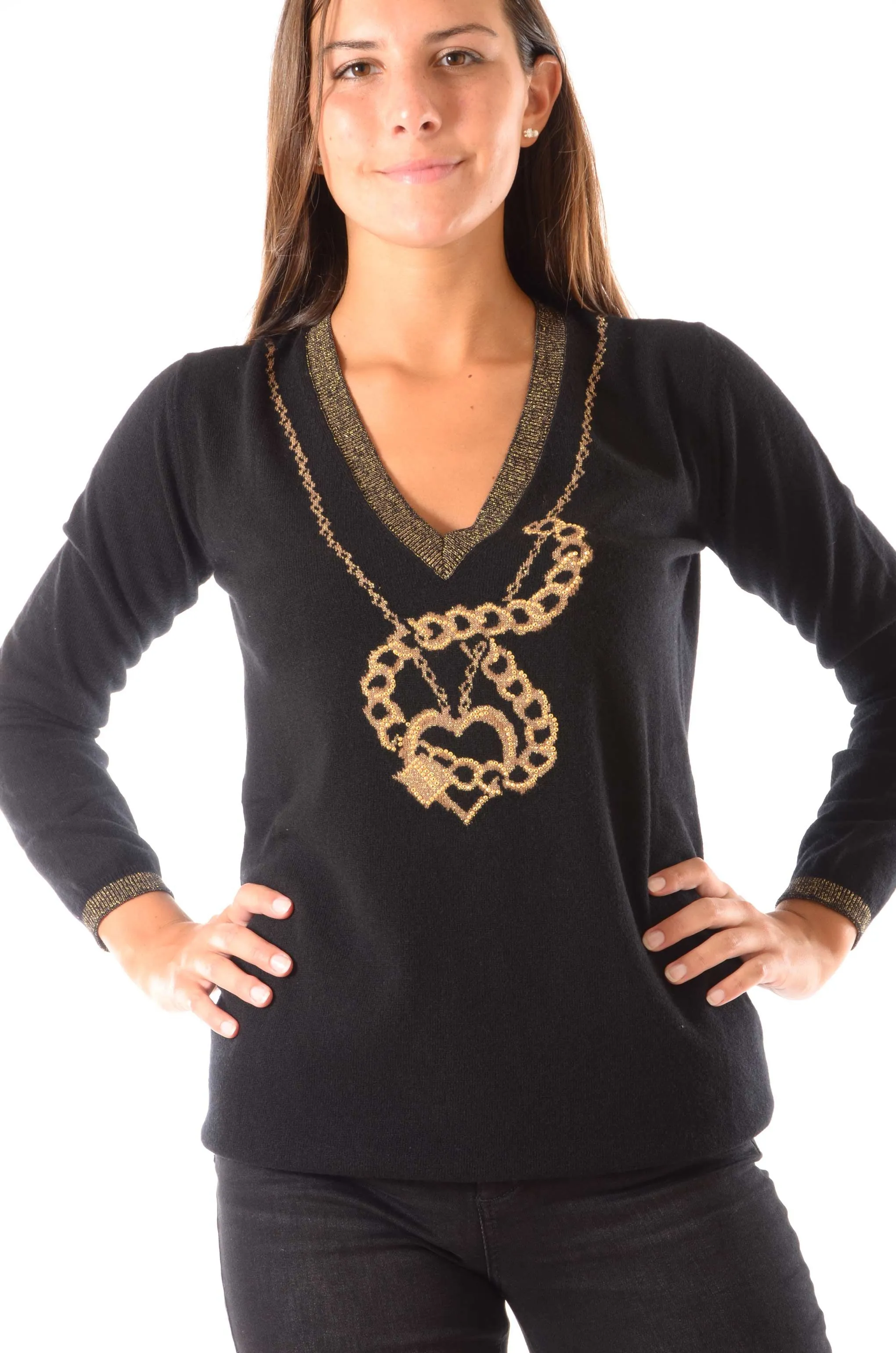 Maglia oversize con castoni gioiello