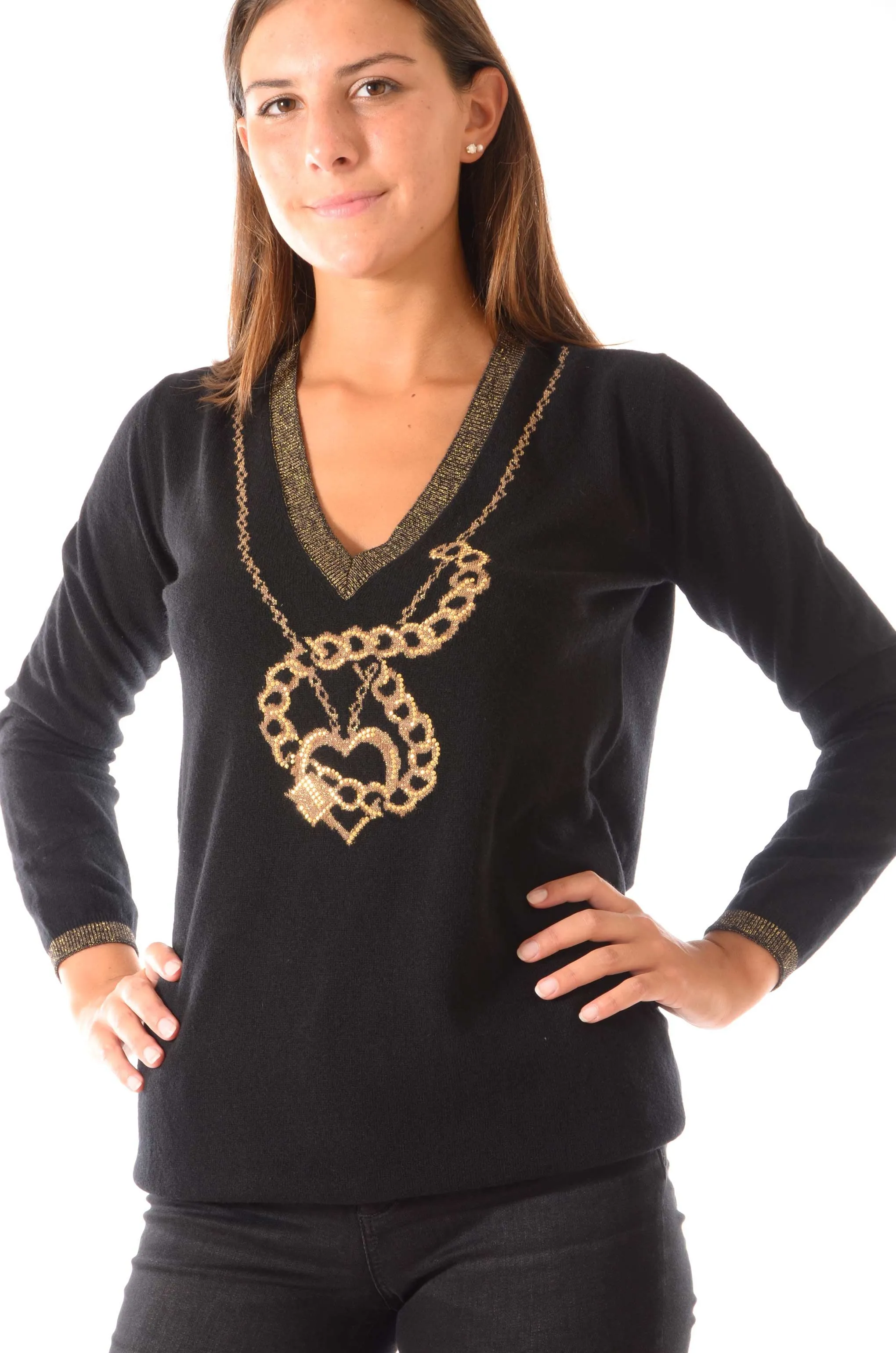 Maglia oversize con castoni gioiello