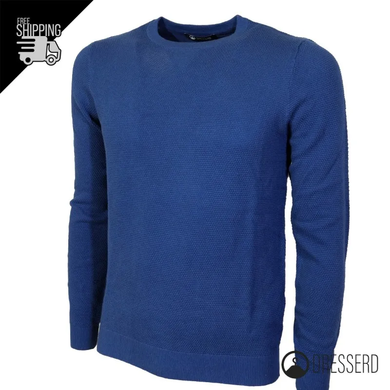 Maglia Uomo 100% Cotone Trama Lavorata Maglie Dresserd Girocollo Semi Slim Fit