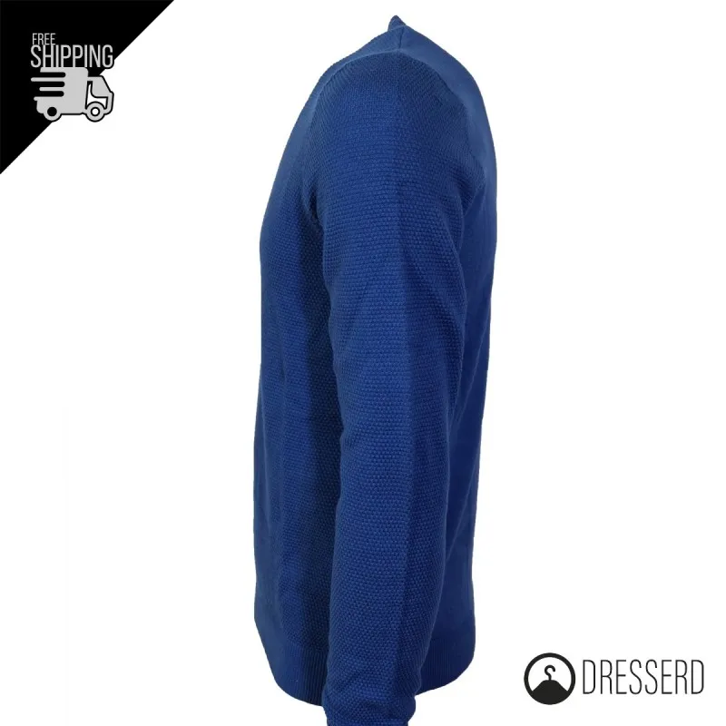 Maglia Uomo 100% Cotone Trama Lavorata Maglie Dresserd Girocollo Semi Slim Fit