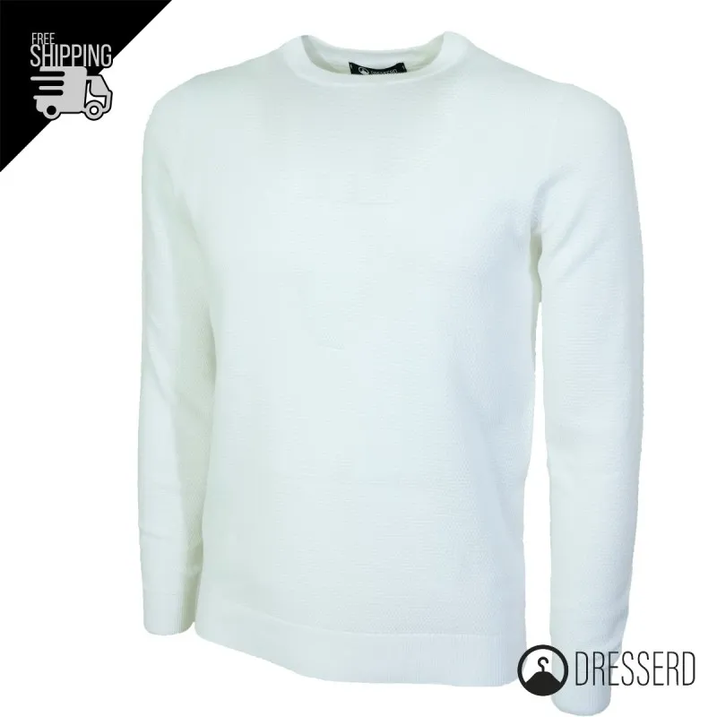 Maglia Uomo 100% Cotone Trama Lavorata Maglie Dresserd Girocollo Semi Slim Fit