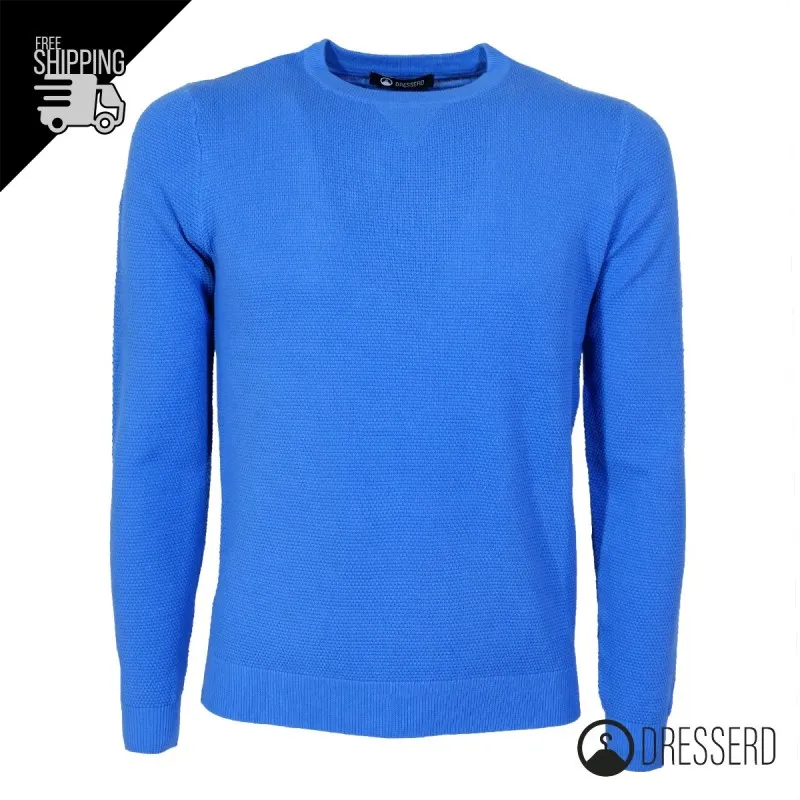 Maglia Uomo 100% Cotone Trama Lavorata Maglie Dresserd Girocollo Semi Slim Fit