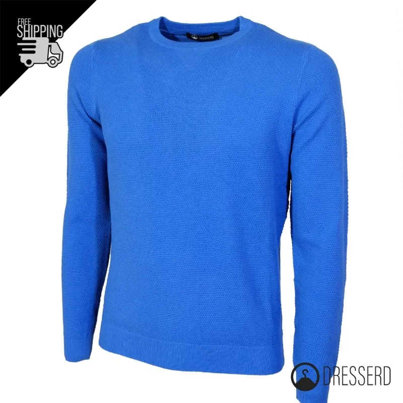 Maglia Uomo 100% Cotone Trama Lavorata Maglie Dresserd Girocollo Semi Slim Fit