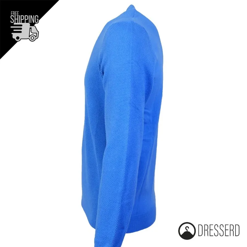 Maglia Uomo 100% Cotone Trama Lavorata Maglie Dresserd Girocollo Semi Slim Fit