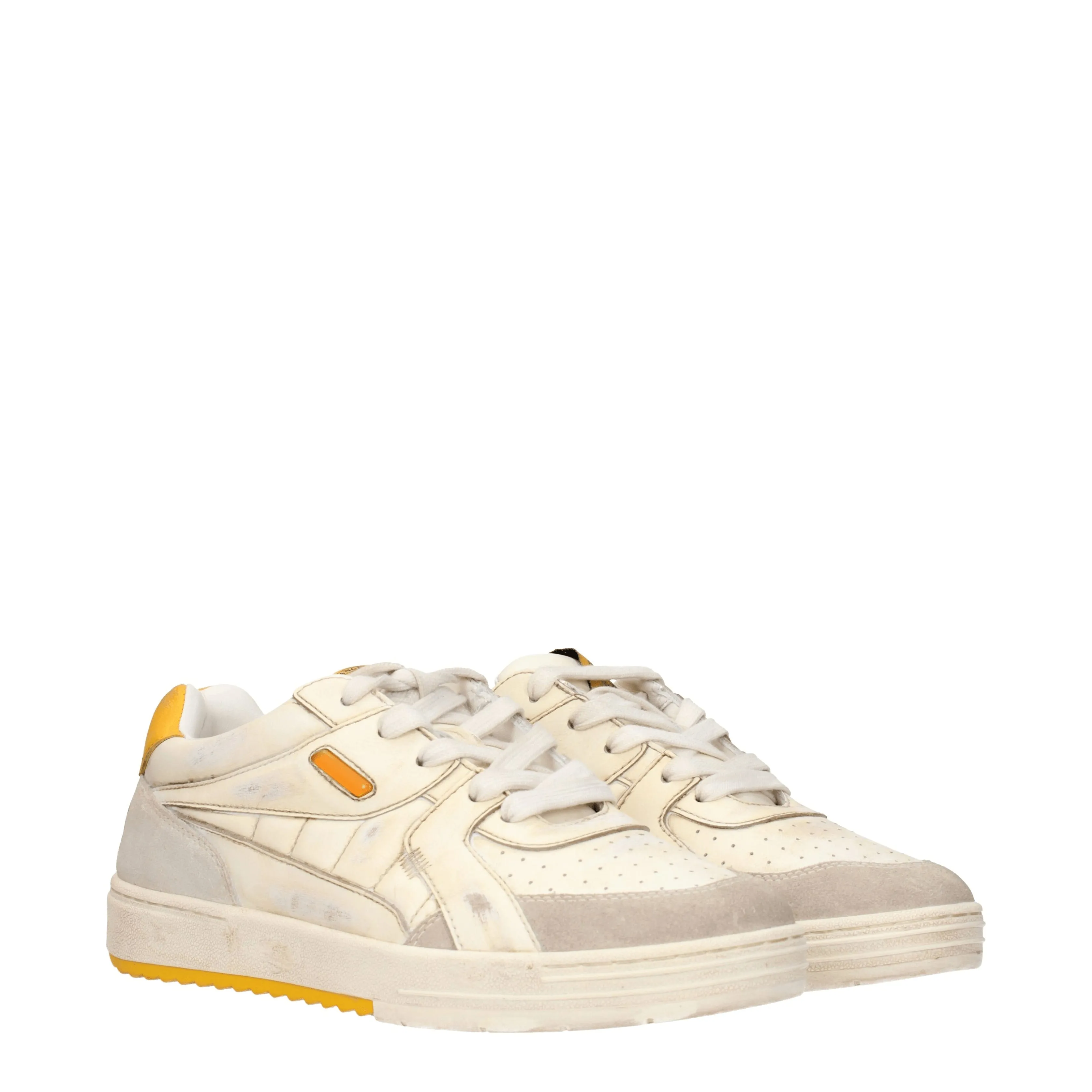 Palm Angels Sneakers University Uomo Pelle Beige/Giallo