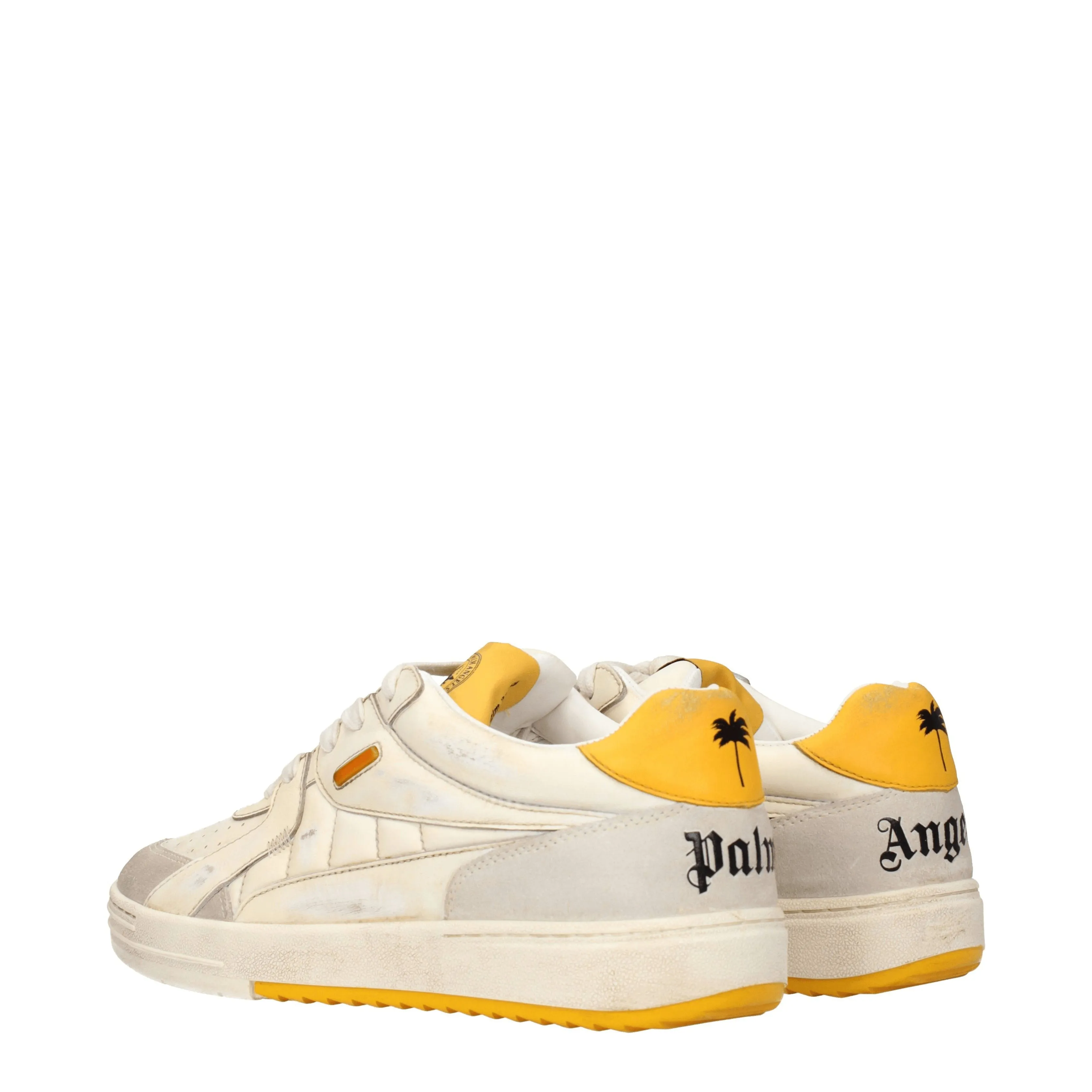 Palm Angels Sneakers University Uomo Pelle Beige/Giallo