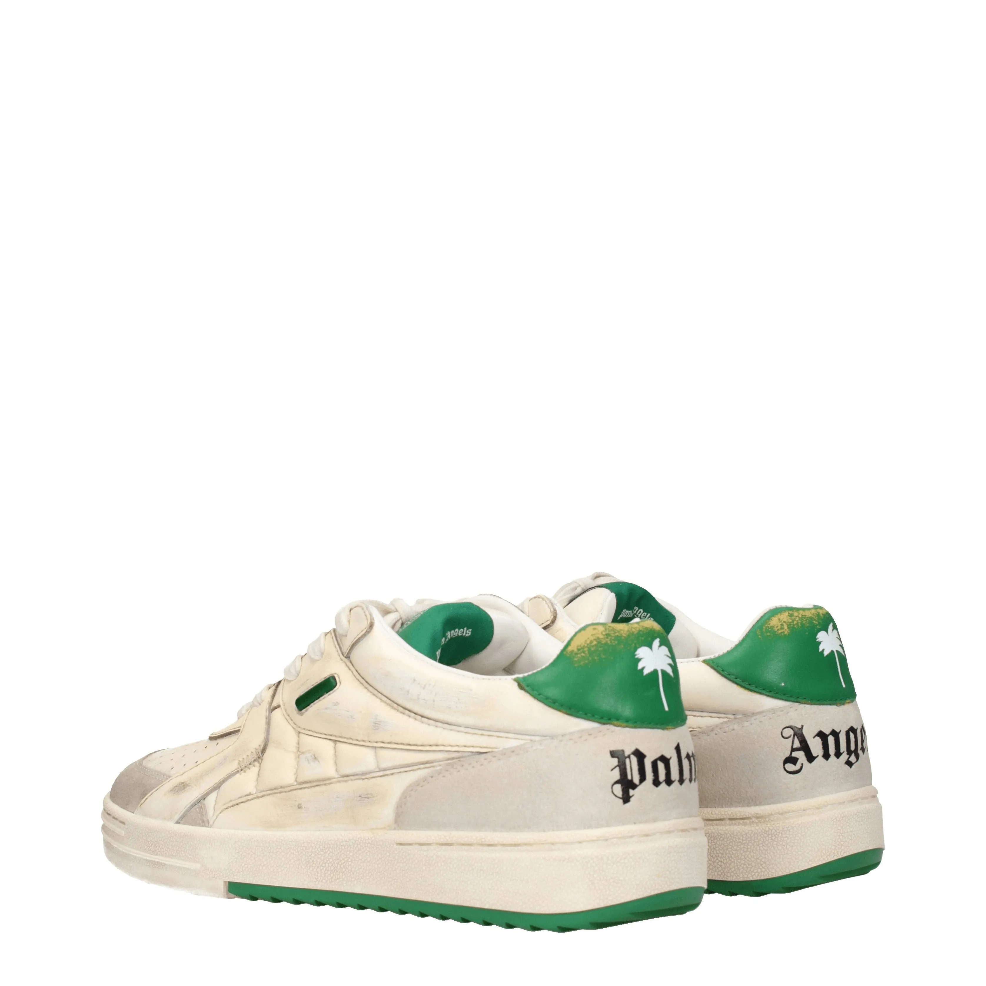 Palm Angels Sneakers University Uomo Pelle Beige/Verde