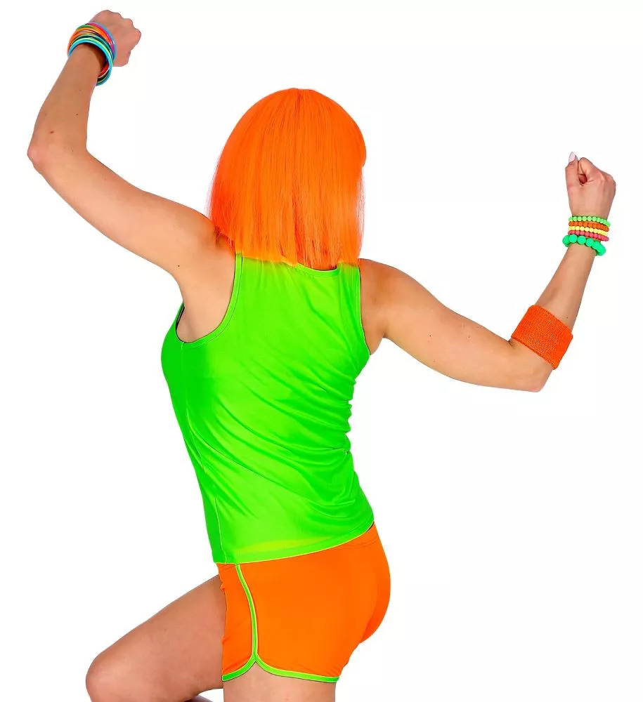 Pantaloni caldi retrò da donna arancione neon
