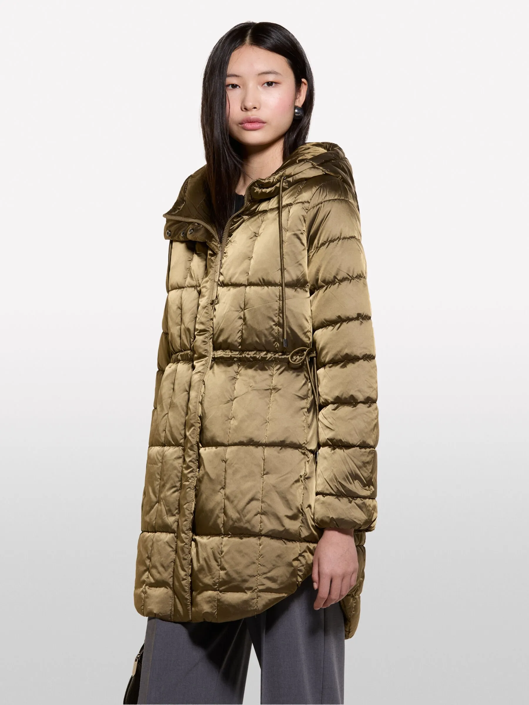 Parka imbottito in nylon satin 