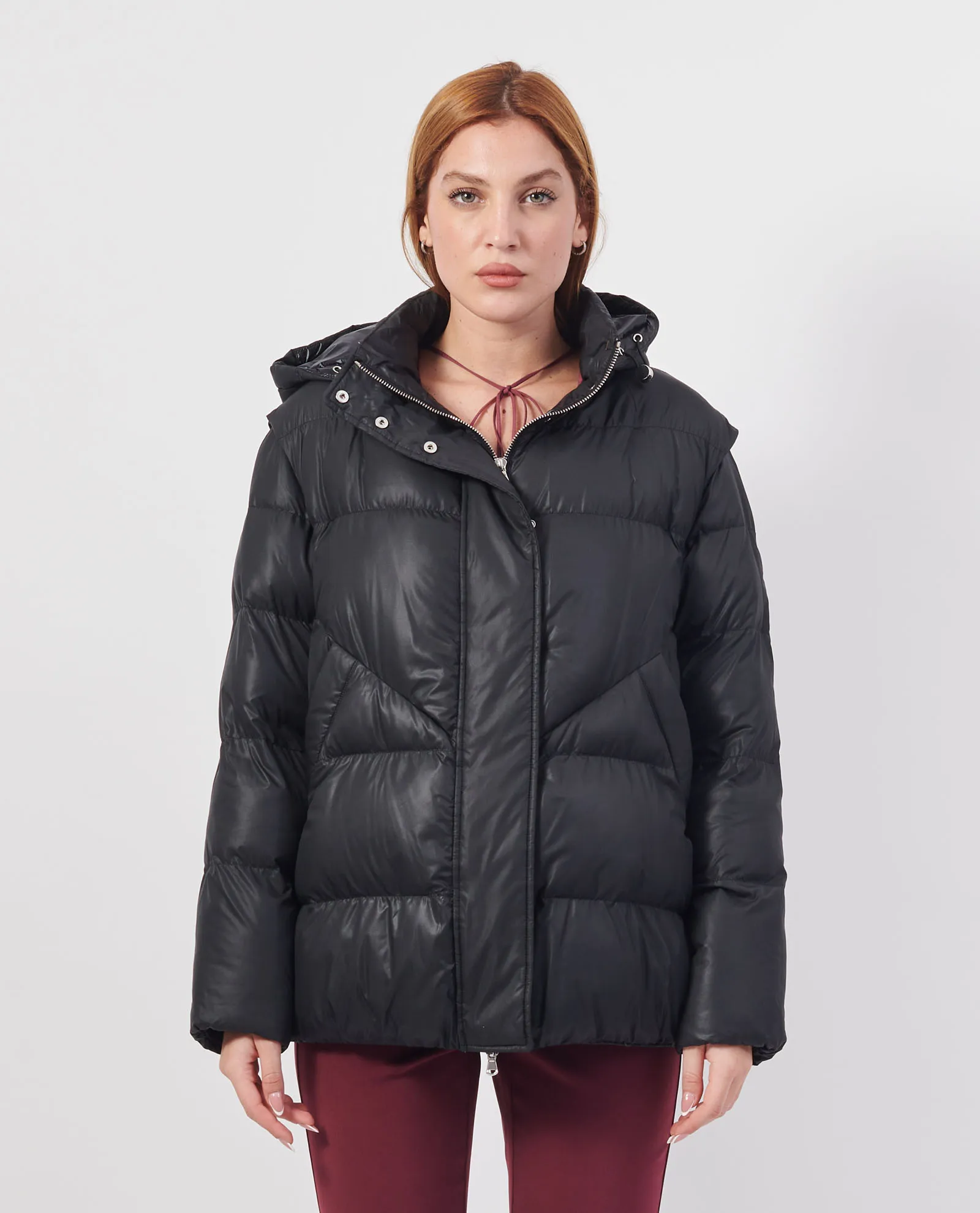 PATRIZIA PEPE      Piumino oversize Patrizia Pepe in nylon lucido