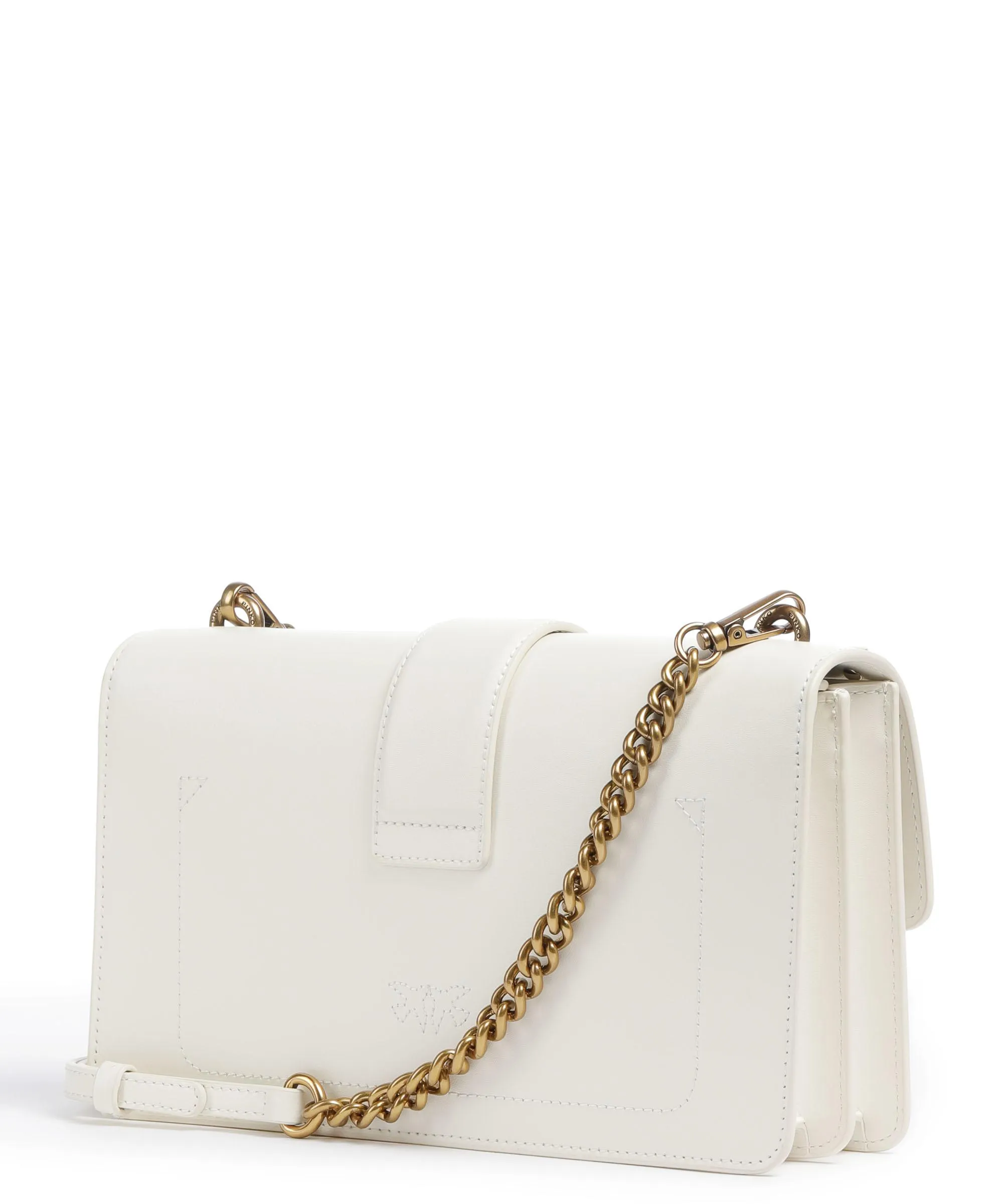  Pinko Love One Classic Borsa a tracolla pelle di vacchetta finemente grana bianco  