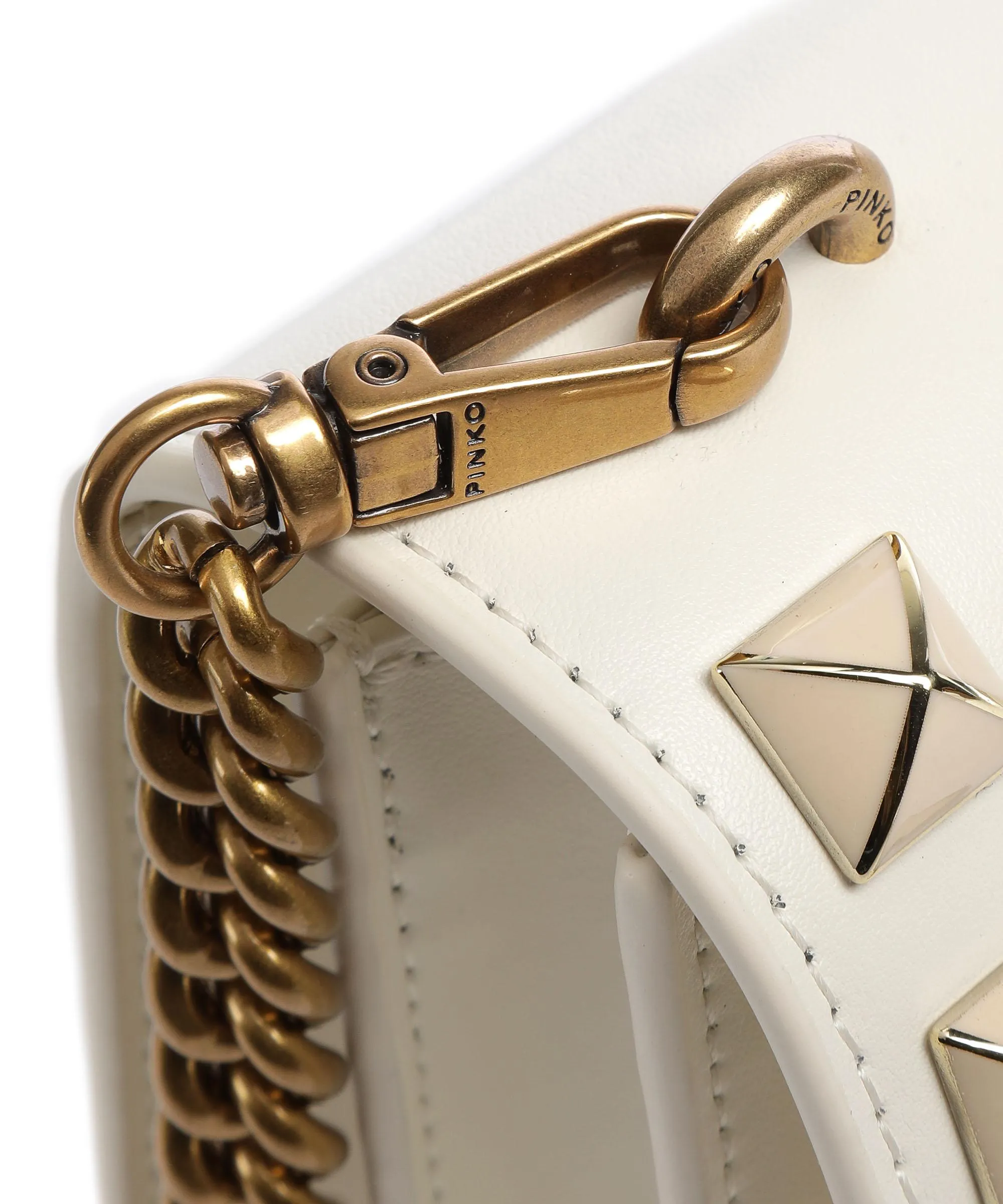  Pinko Love One Classic Borsa a tracolla pelle di vacchetta finemente grana bianco  