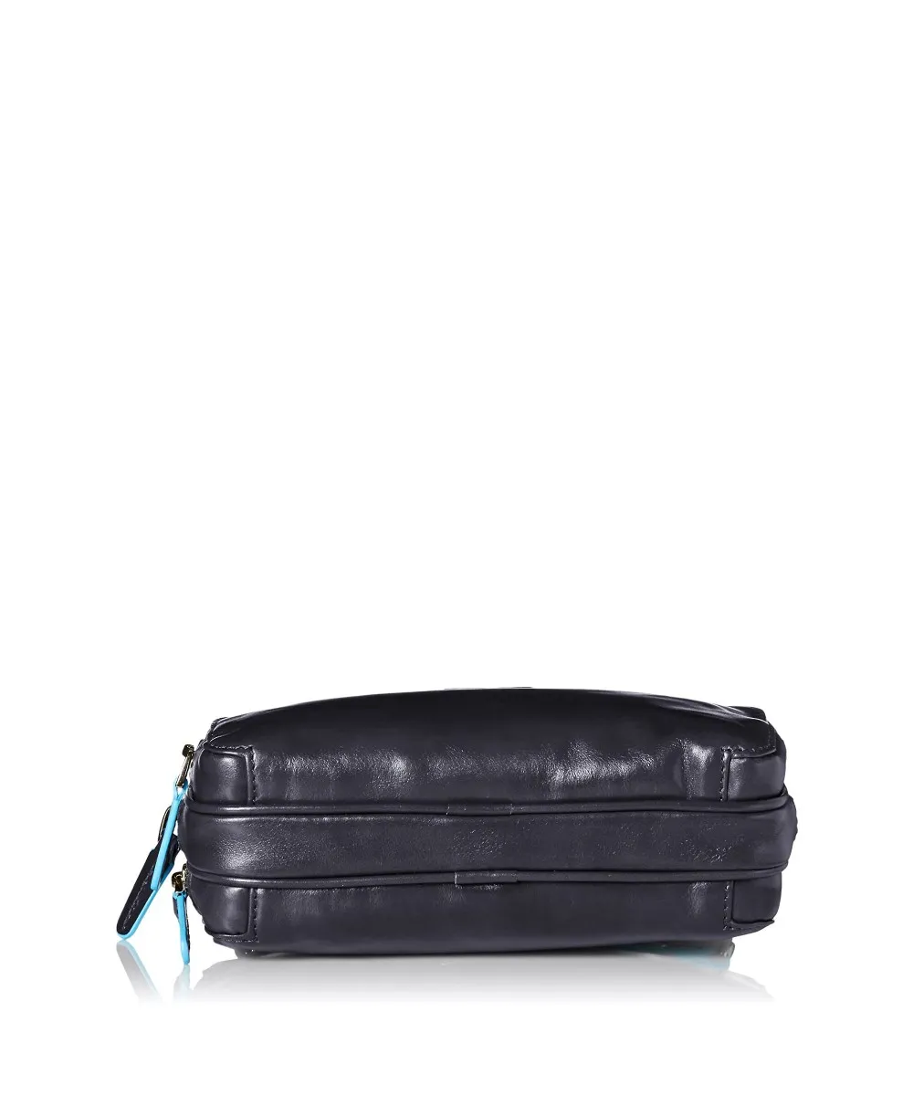 Piquadro Blue Square pochette a mano, 3 scomparti, pelle blu