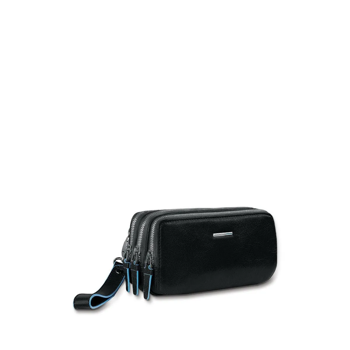Piquadro Blue Square pochette a mano, 3 scomparti, pelle nero