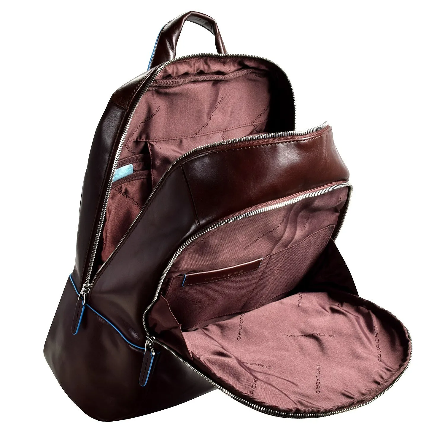 Piquadro Zaino blu quadrato in pelle 39 cm Scomparto per laptop