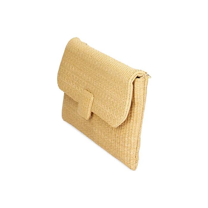 Pochette beige in raffia
