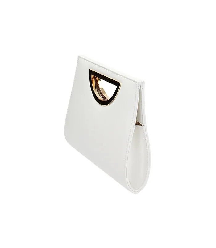 Pochette bianca con placca oro