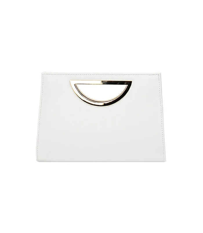 Pochette bianca con placca oro