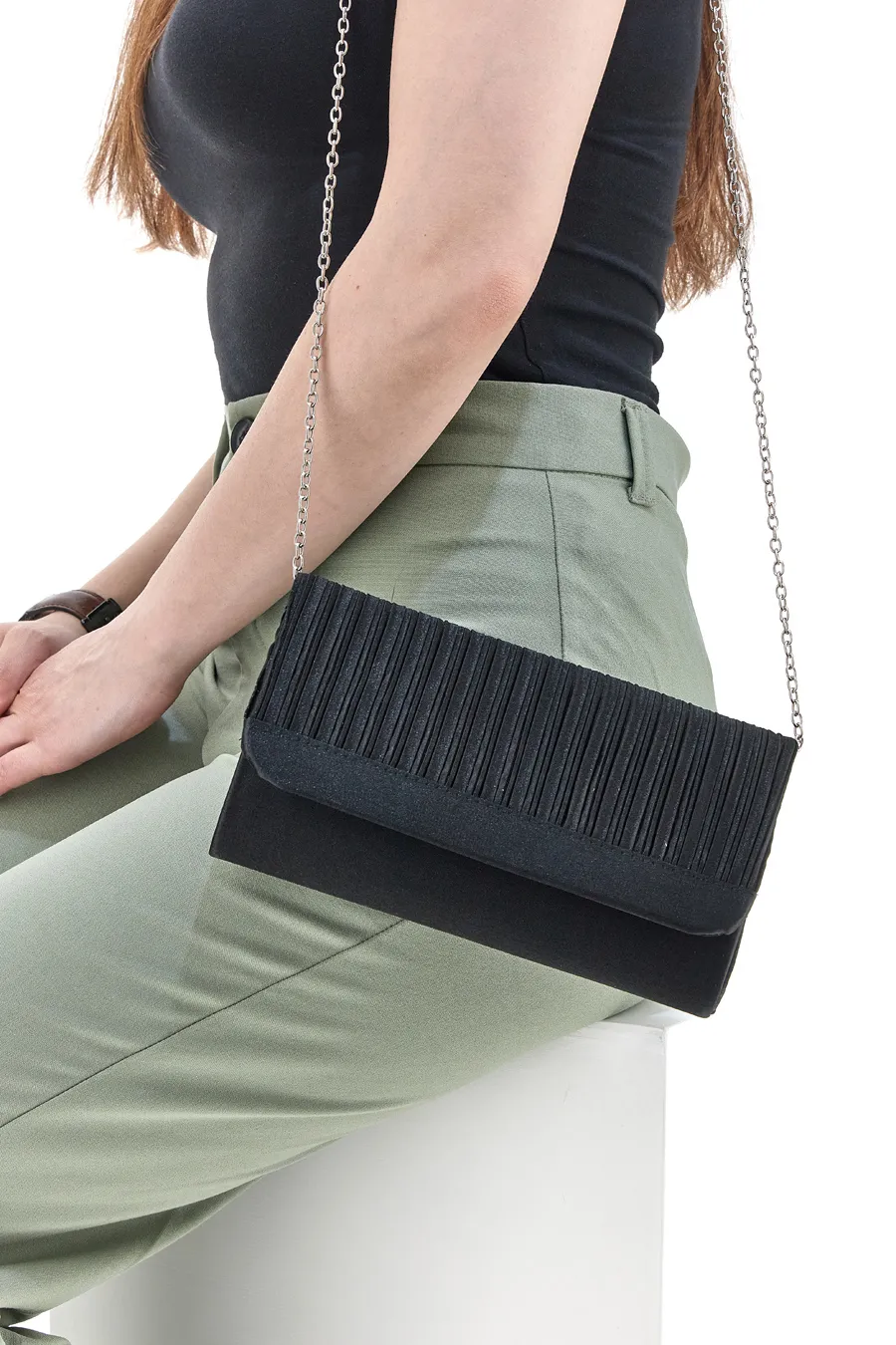Pochette Coveri Collection Sera Nero Righe