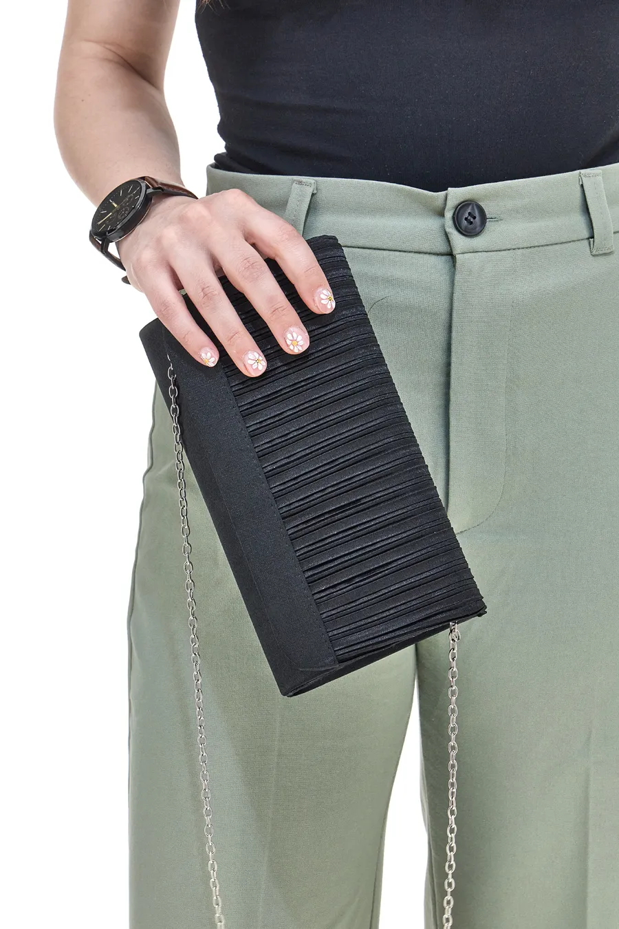 Pochette Coveri Collection Sera Nero Righe
