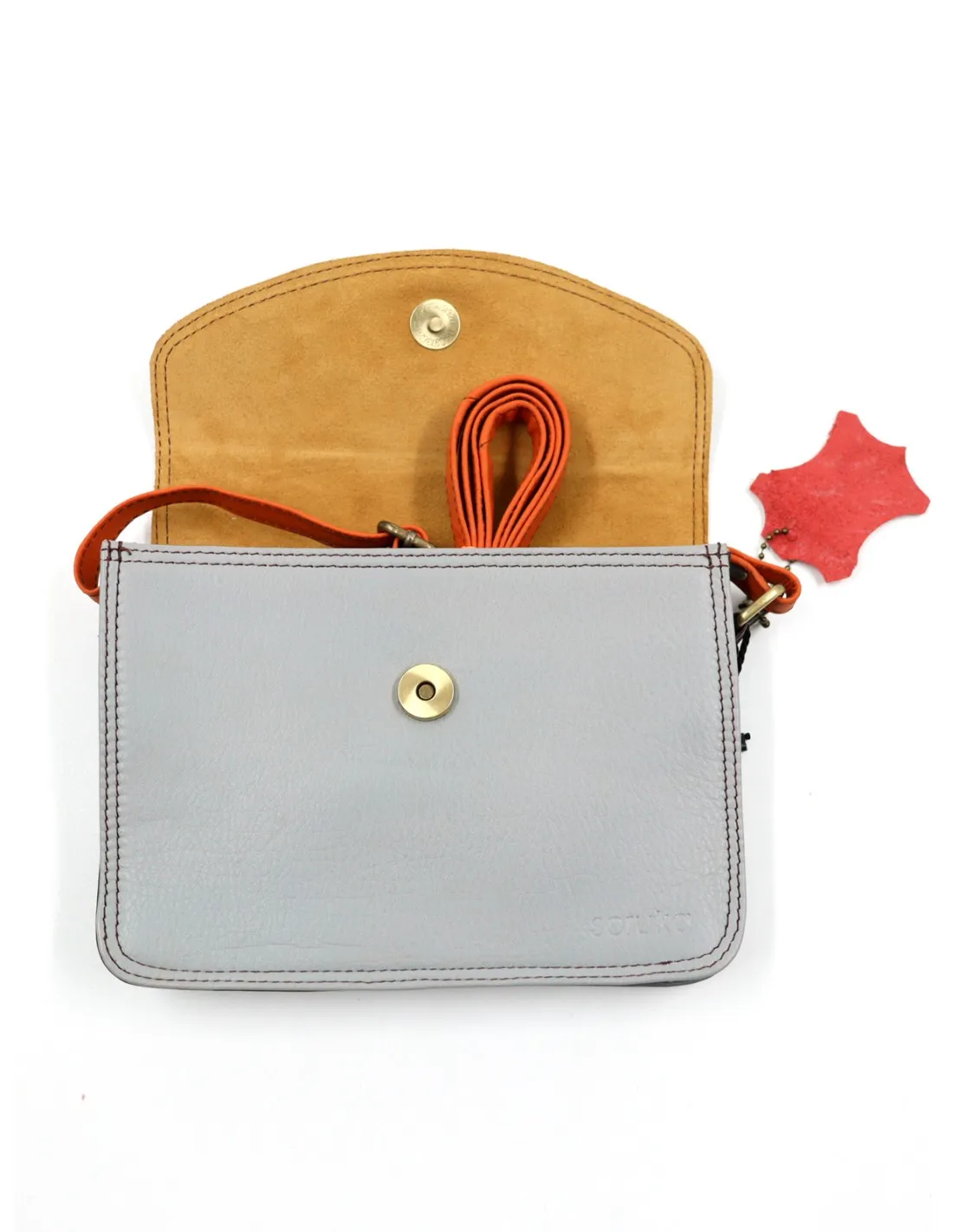 POCHETTE IN PELLE RICICLATA 21x15x5 cm "FLAP PRINTED"