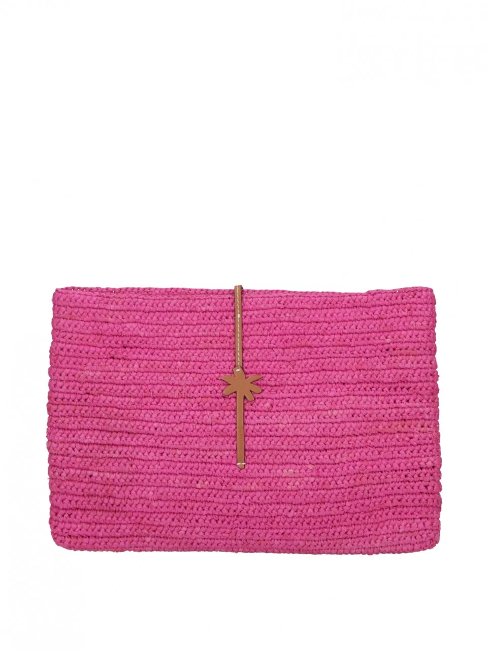 Pochette in raffia lavorata a mano Fucsia