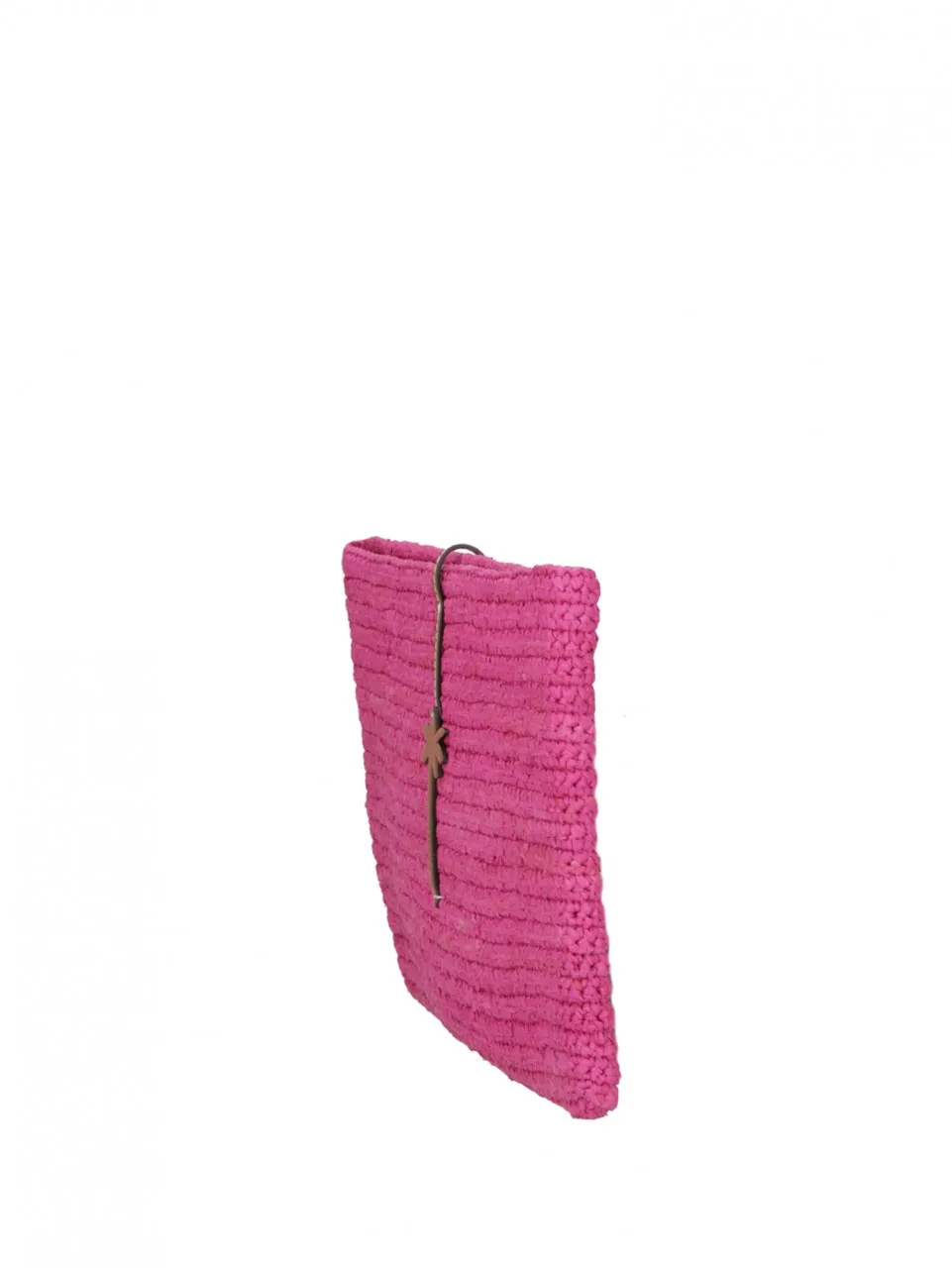 Pochette in raffia lavorata a mano Fucsia