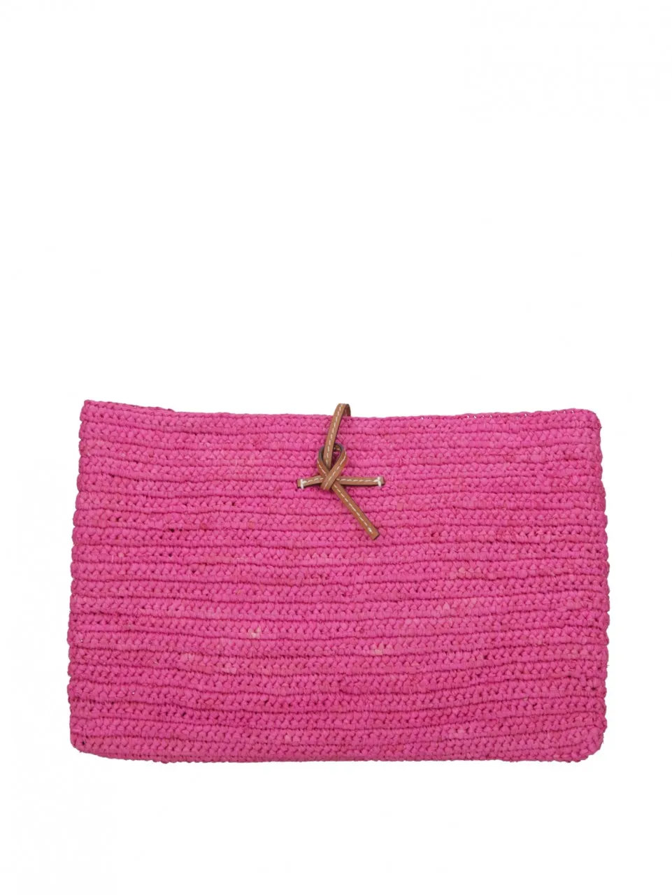 Pochette in raffia lavorata a mano Fucsia