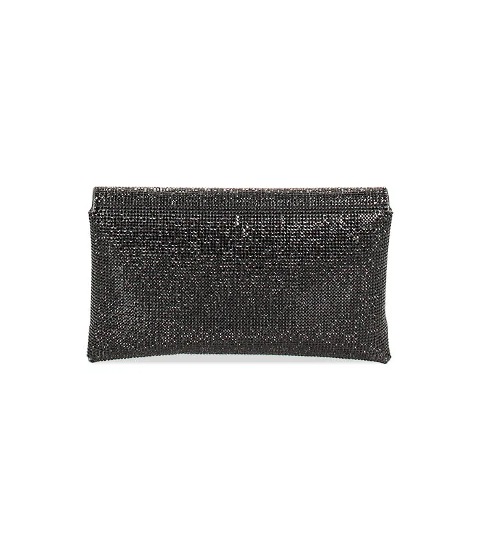 Pochette nera in laminato con pietre