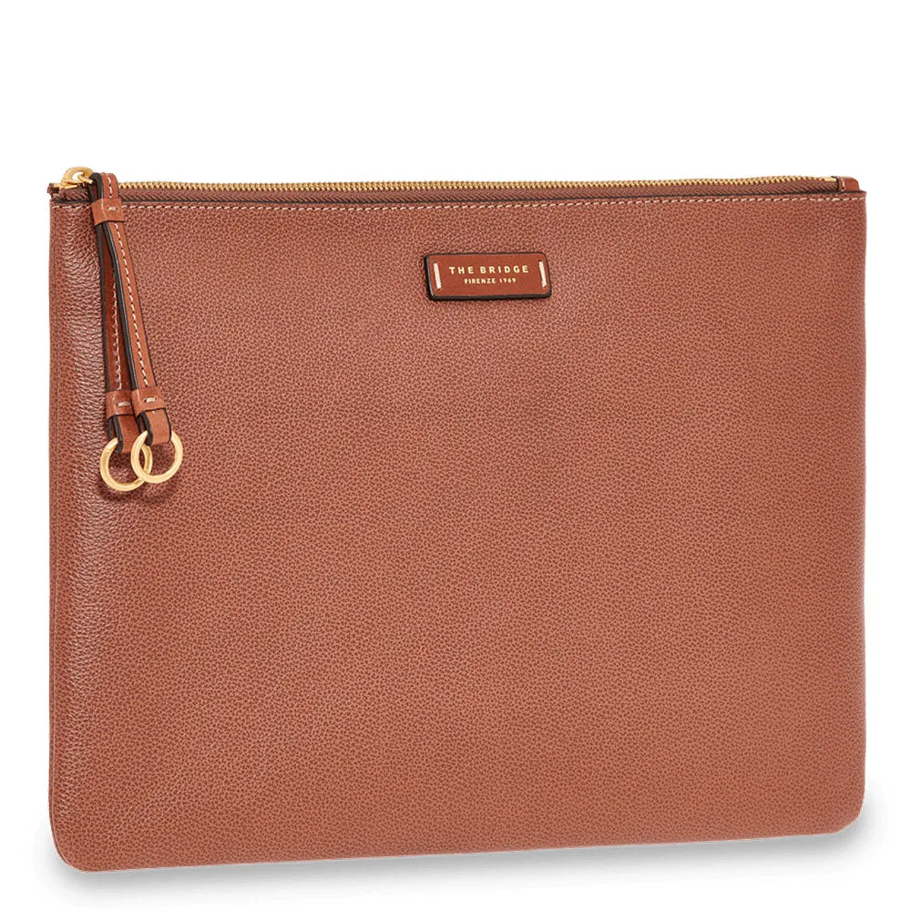 Pochette Porta Tablet THE BRIDGE linea Carlotta in Pelle Marrone