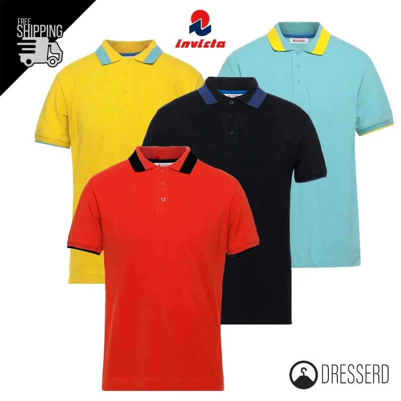 Polo uomo INVICTA mezza manica cotone Piquet Contrasto collo Maglie Dresserd