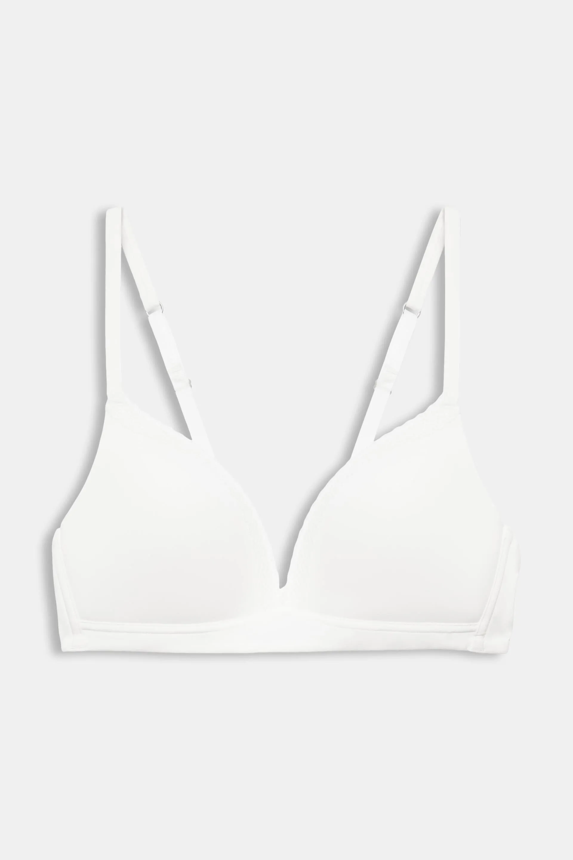 Reggiseno imbottito e senza ferretto, realizzato in microfibra con bordo in pizzo