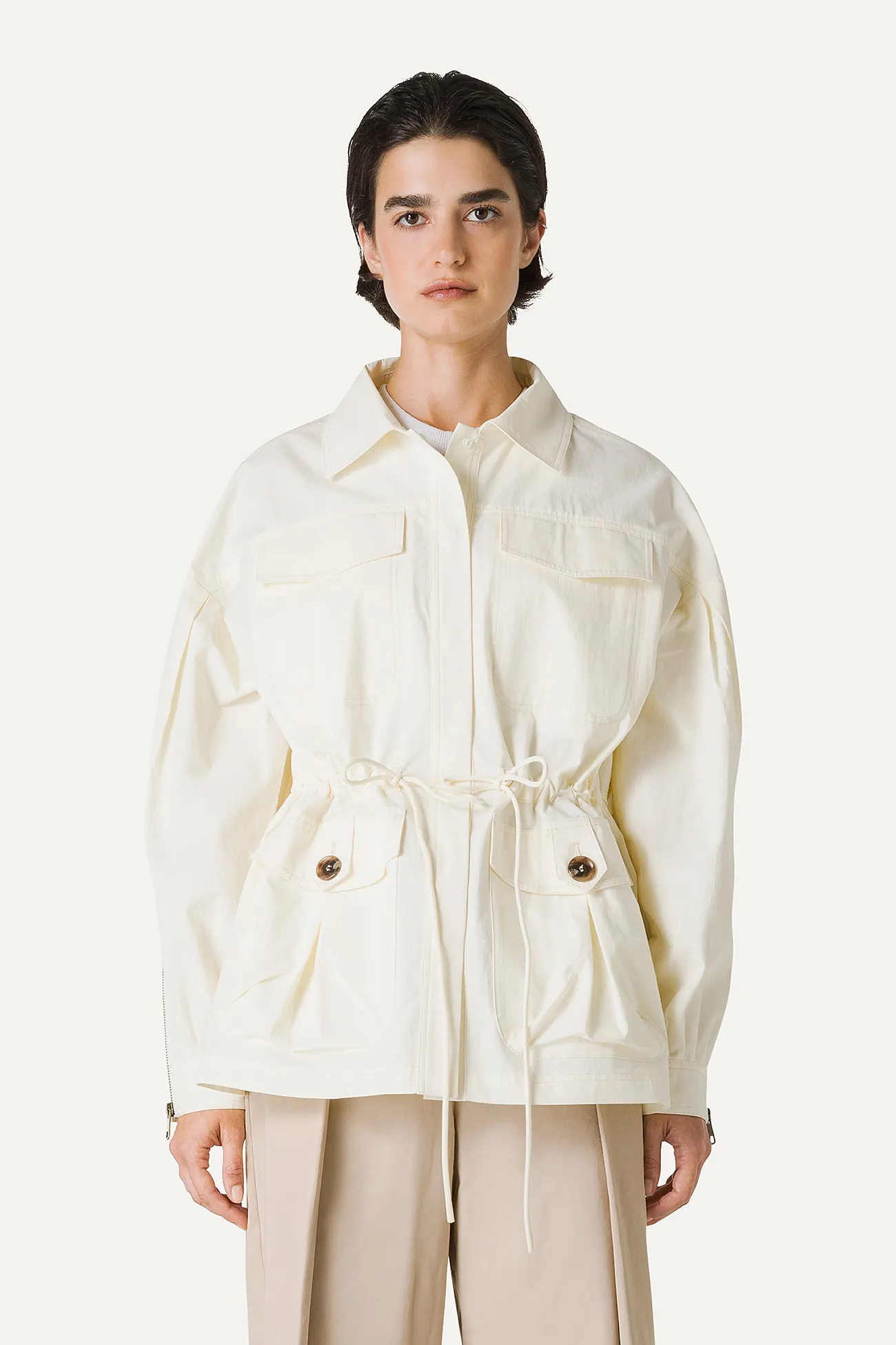SAHARIANA OVER IN COTONE LEGGERO 9228 - VANIGLIA