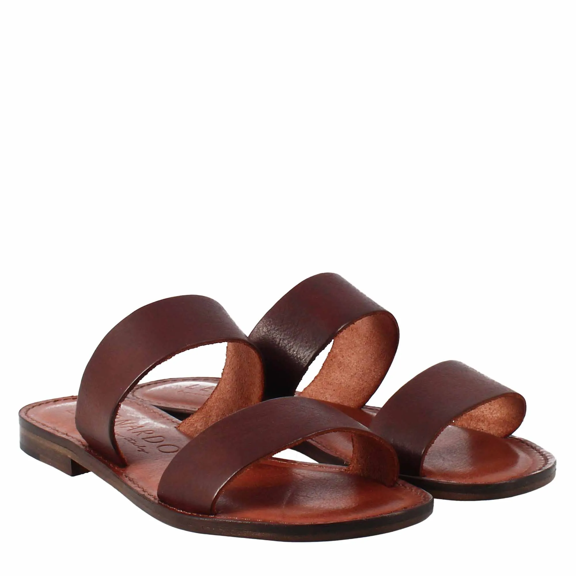 Sandali Nirvana da donna stile romano antico in pelle marrone