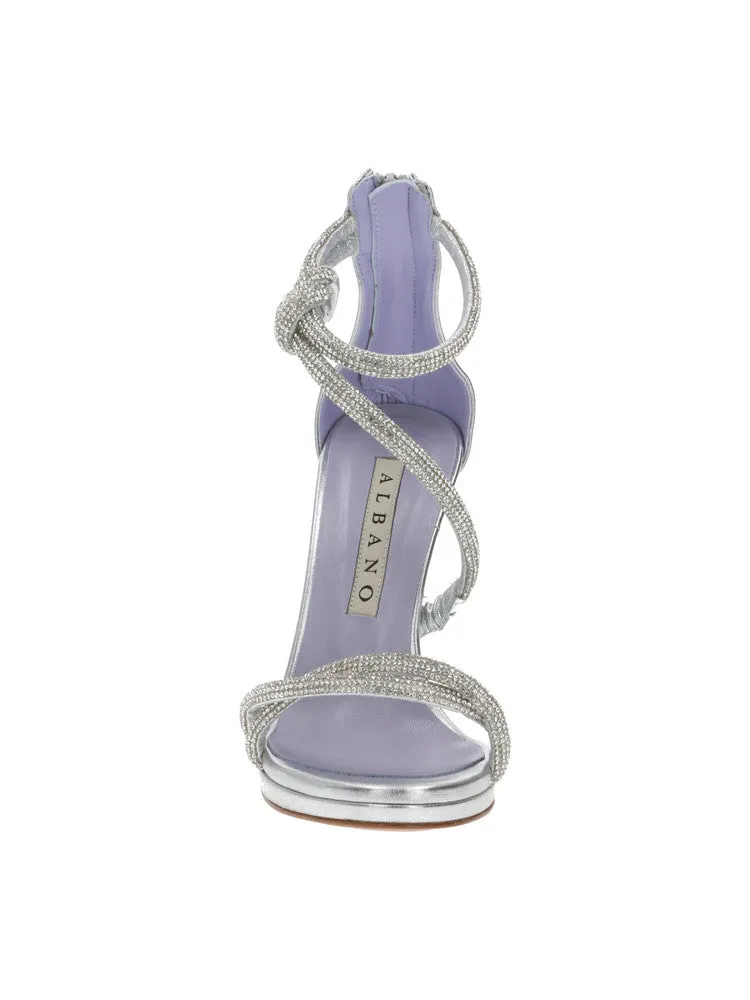 SANDALI NODO STRASS CAVIGLIA ARGENTO