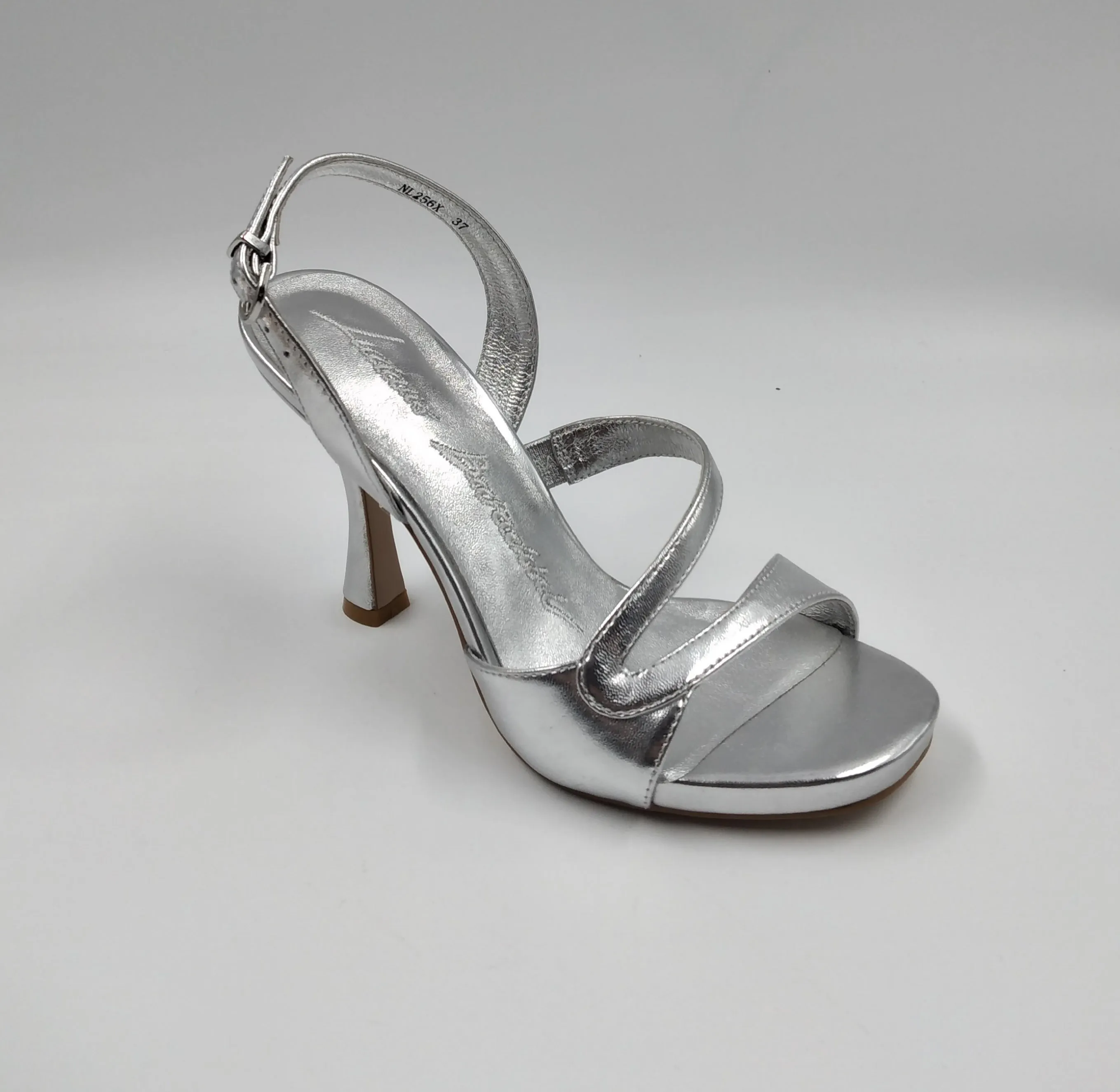SANDALI PELLE METALLIZATA ARGENTO