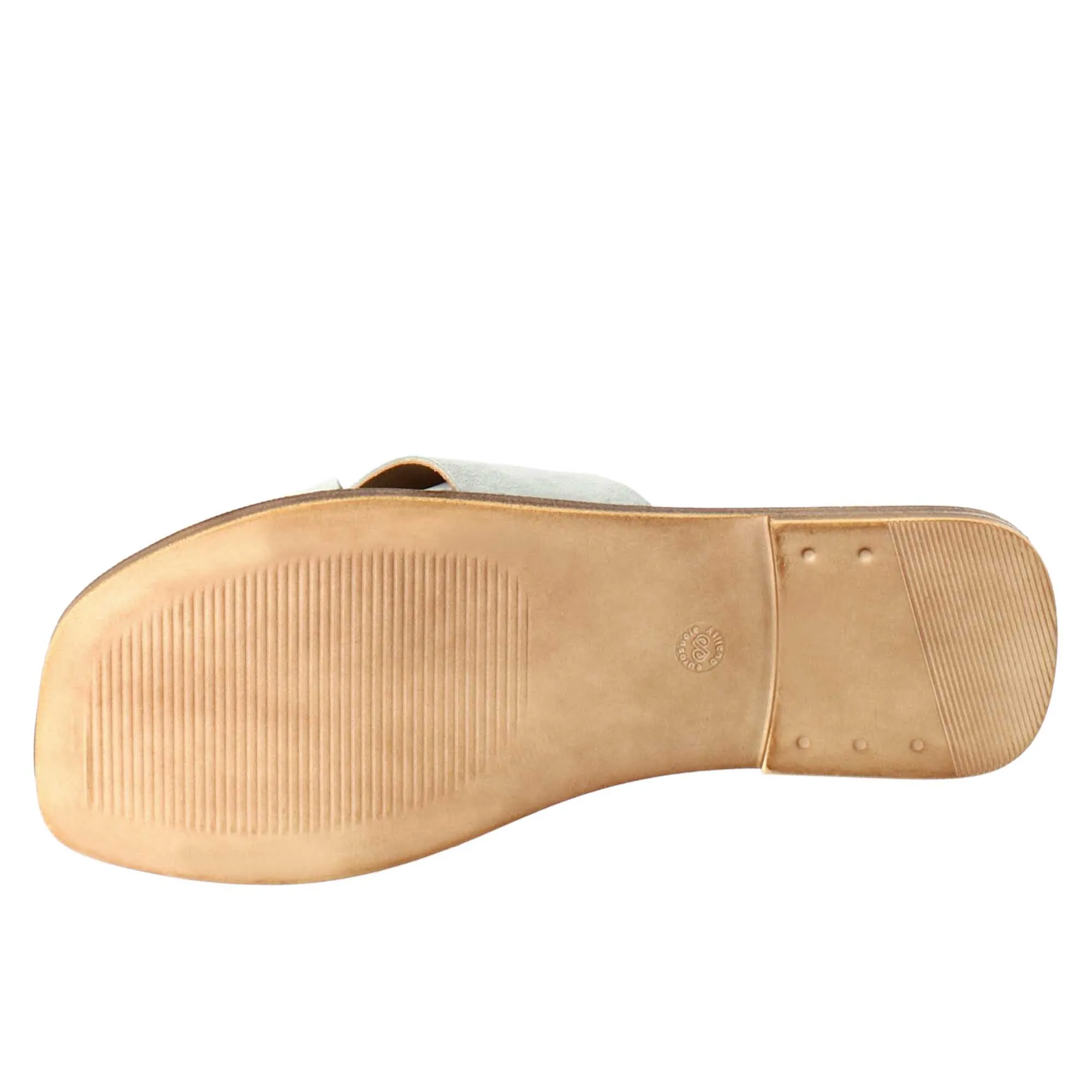 Sandalo doppia fascia da donna in pelle scamosciata verde