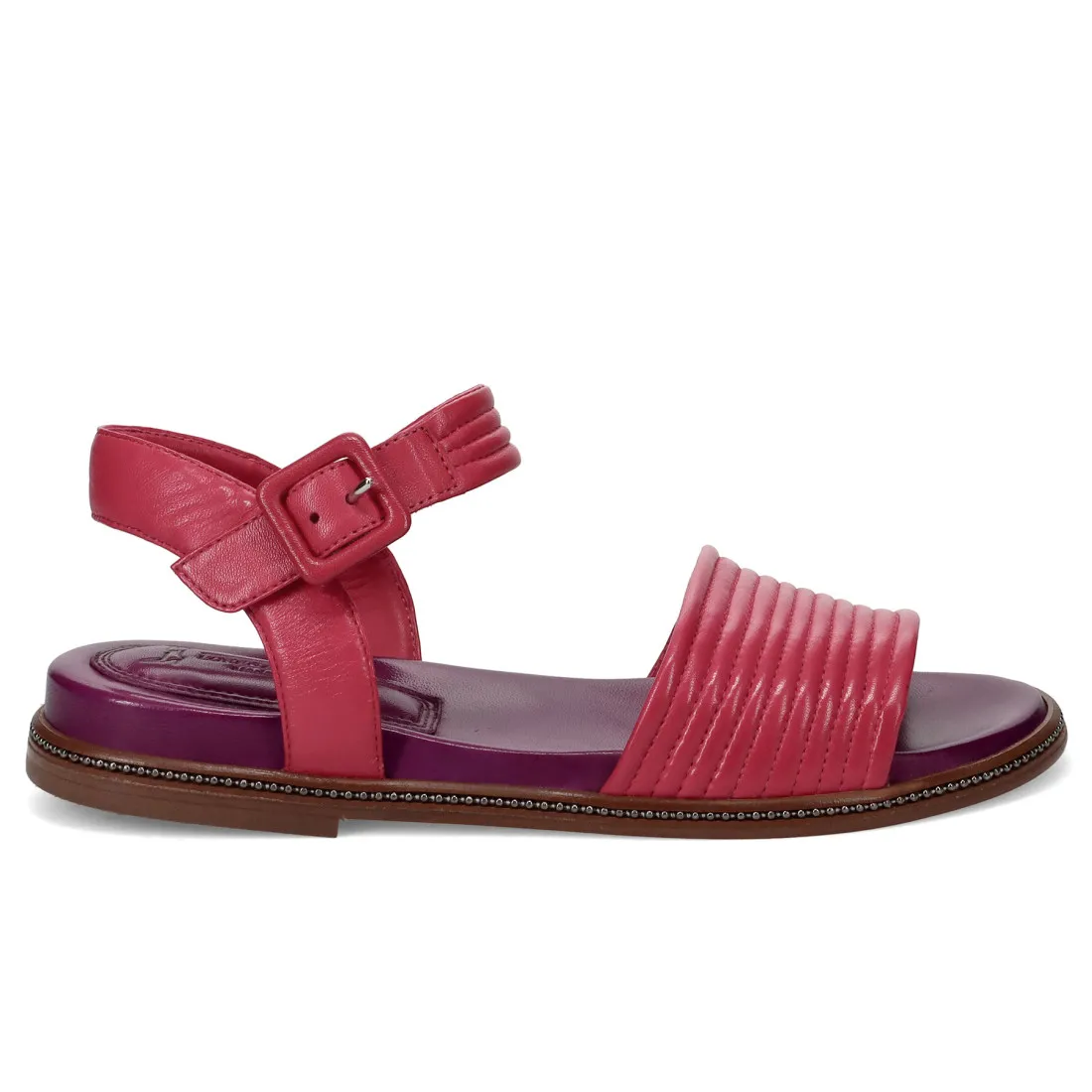 Sandalo Lorenzo Masiero in pelle fucsia con plantare imbottito