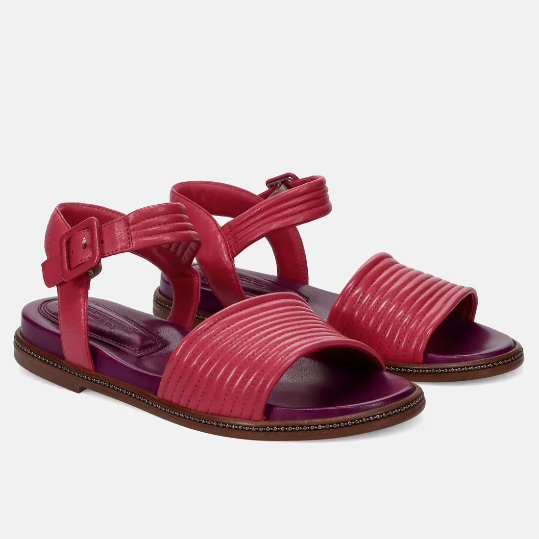 Sandalo Lorenzo Masiero in pelle fucsia con plantare imbottito