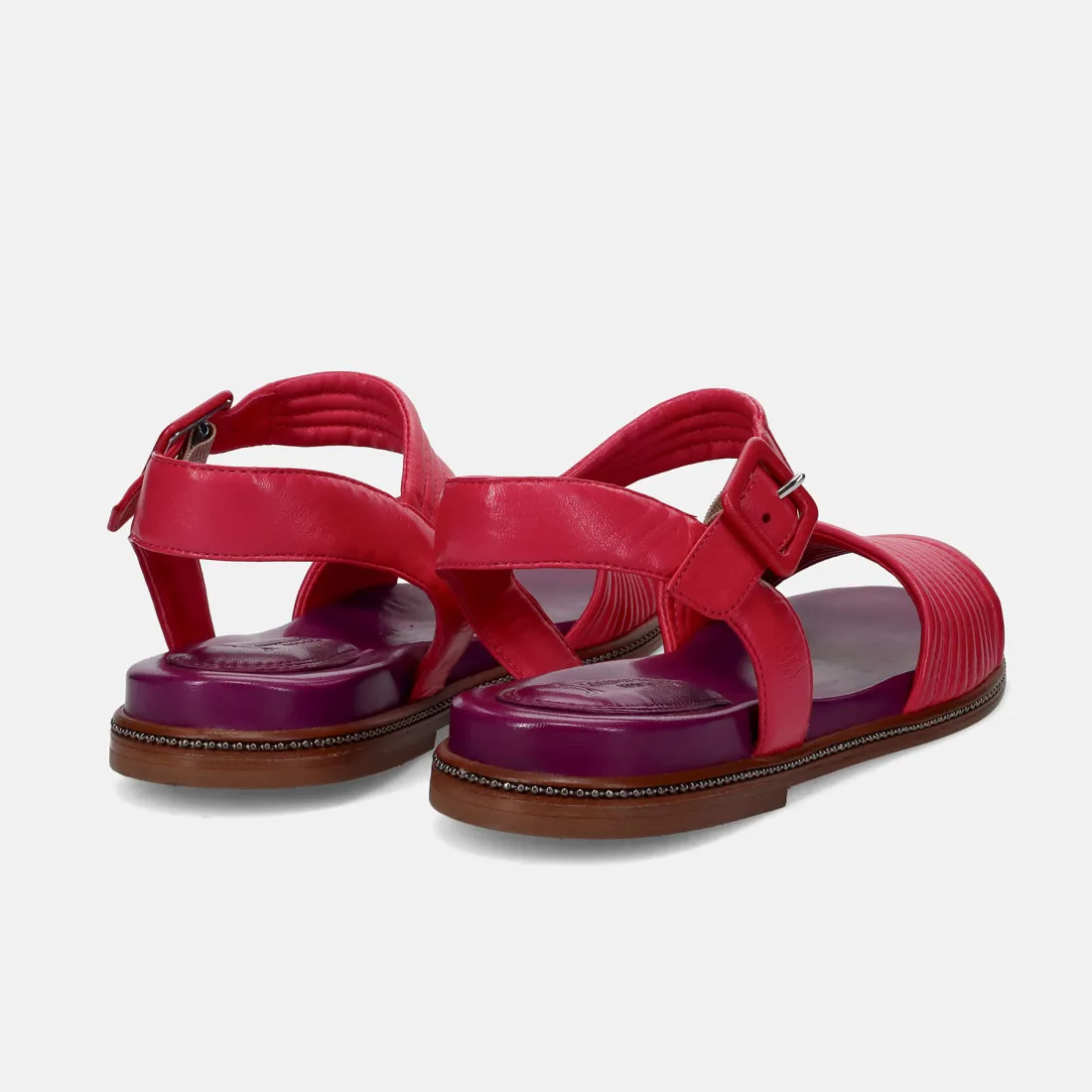 Sandalo Lorenzo Masiero in pelle fucsia con plantare imbottito